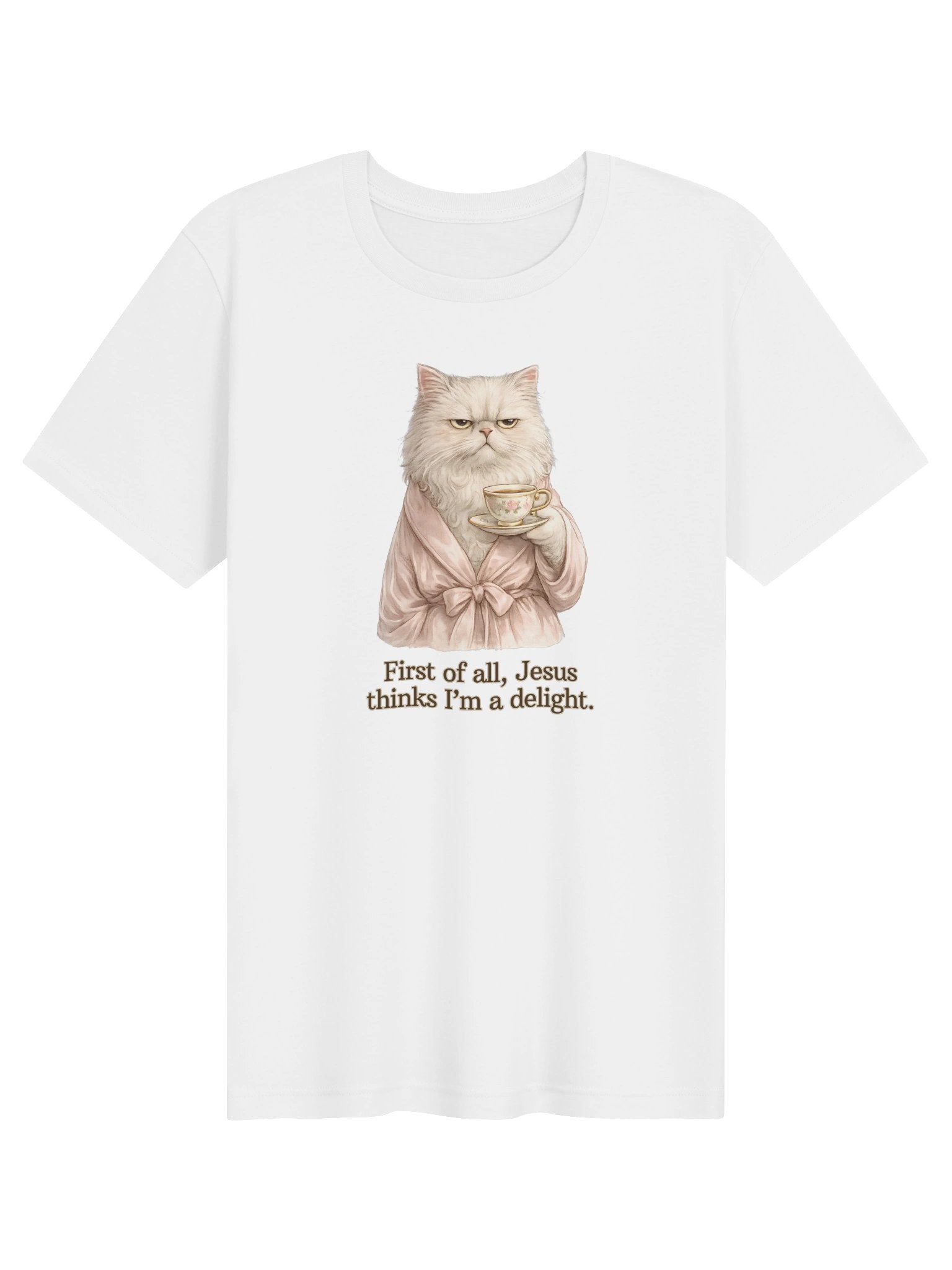 Funny Christian Cat Shirt, First of All Jesus Thinks I'm a Delight T-Shirt, Grumpy Persian Cat Tee, Faith Humor Shirt, Bella Canvas SuperSoft Tee product image (3)