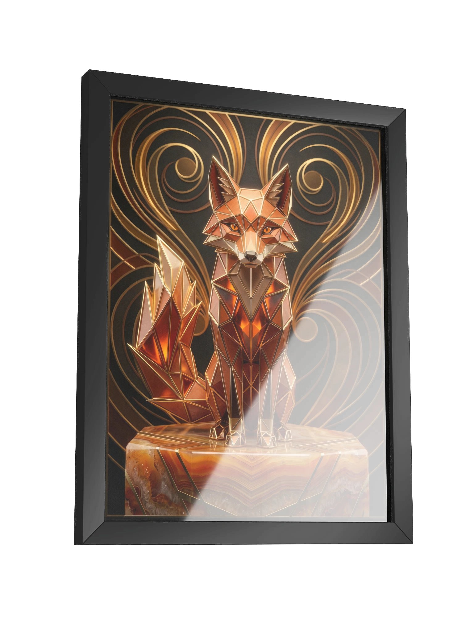 Radiant Geometric Fox Framed Poster - Neo-Deco Luxury Wall Art product image (3)