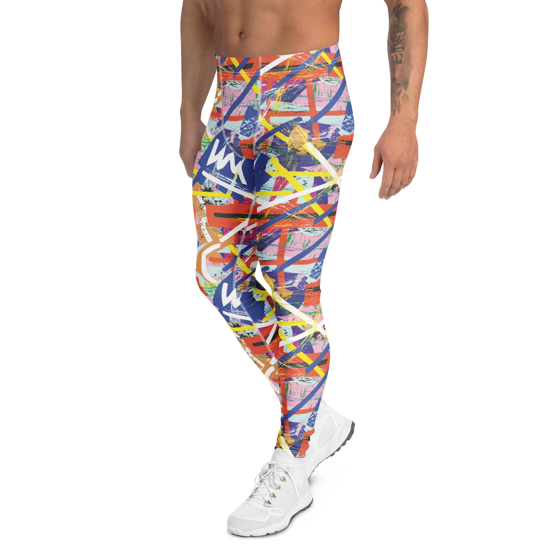 Stylish Men's Leggings with Colorful Abstract Shapes Art product image (4)