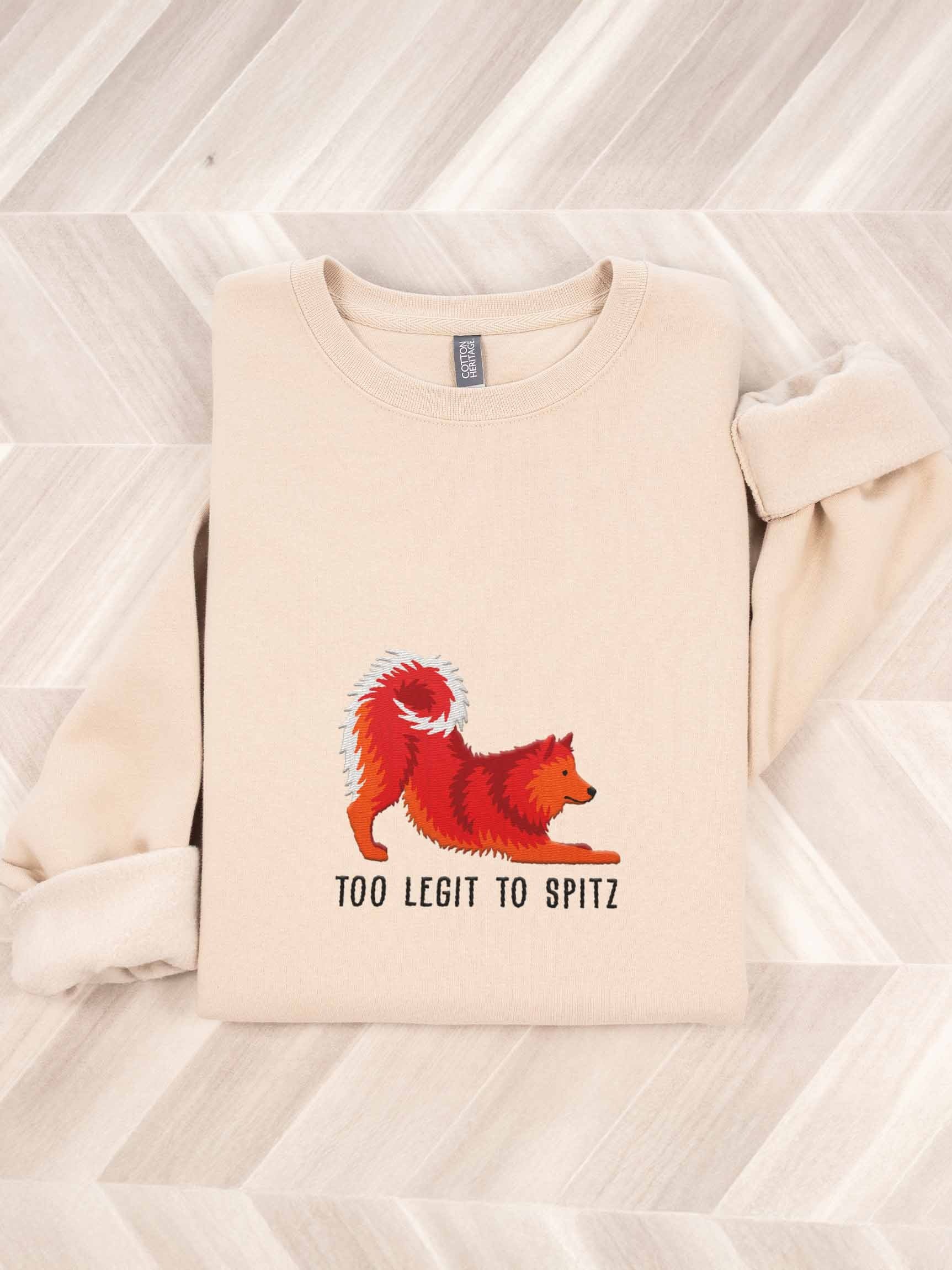 Too Legit to Spitz Sweatshirt (Embroidered) of a Finnish Spitz(Red) product image (1)