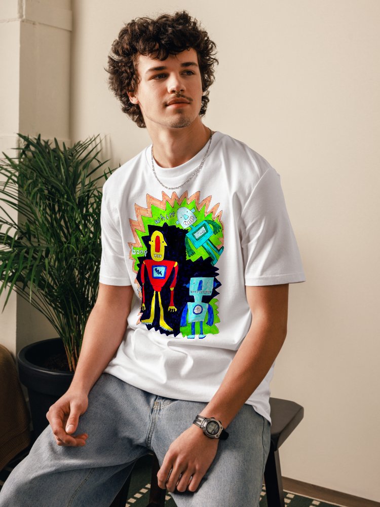 Whimsical Robot Trio Unisex T-Shirt product image (4)