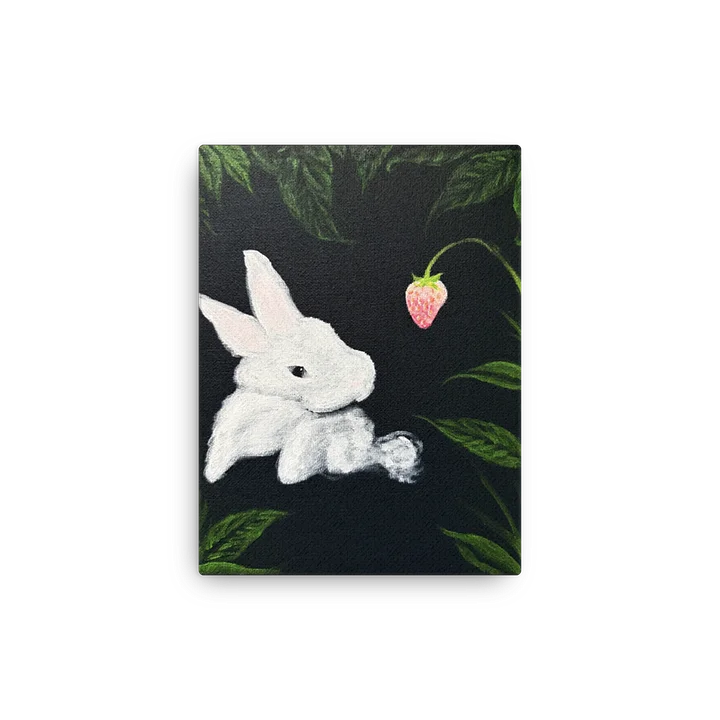 Strawberry Bunny Acrylic Painting - Handmade Piece Sleek Slim Canvas Art product image (2)
