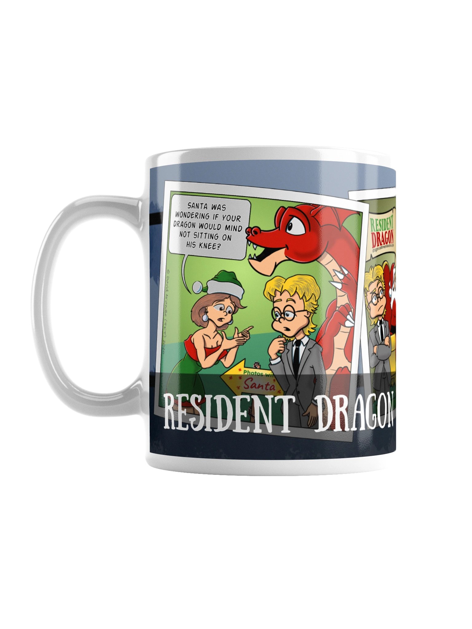 Resident Dragon Comic Season's Greetings Three-Panel Mug product image (1)