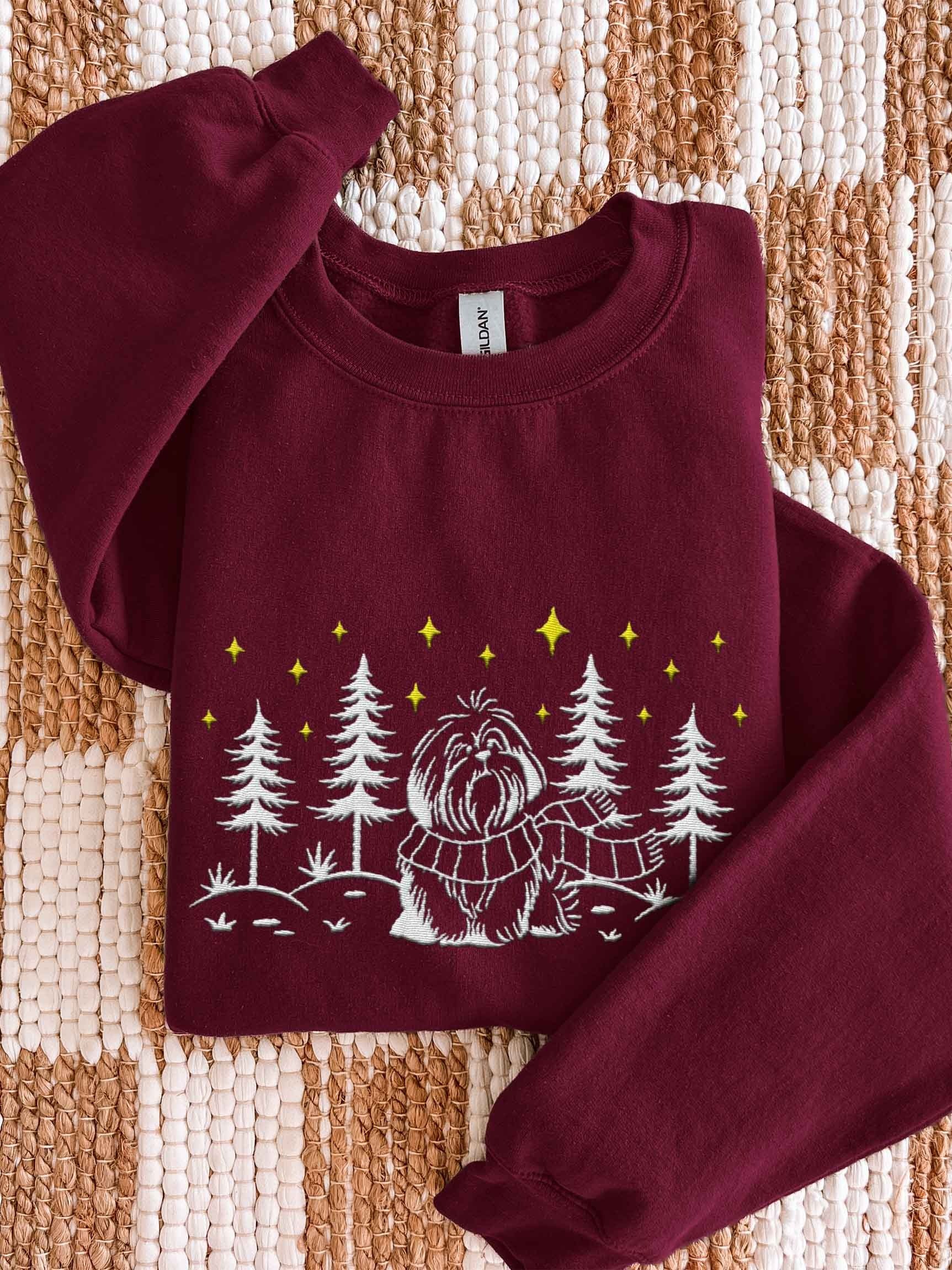 Havanese Winter/Christmas Line Art Design Embroidered Sweatshirt product image (1)