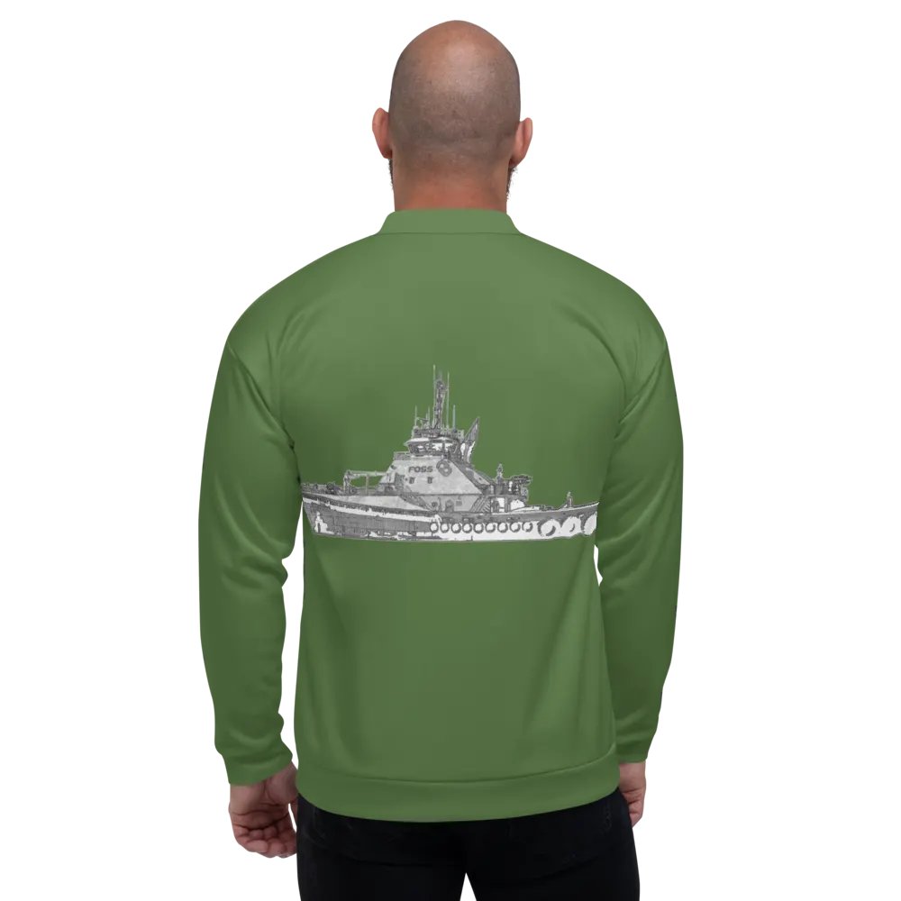 Foss Tugboat Sketch Green Bomber Jacket product image (6)