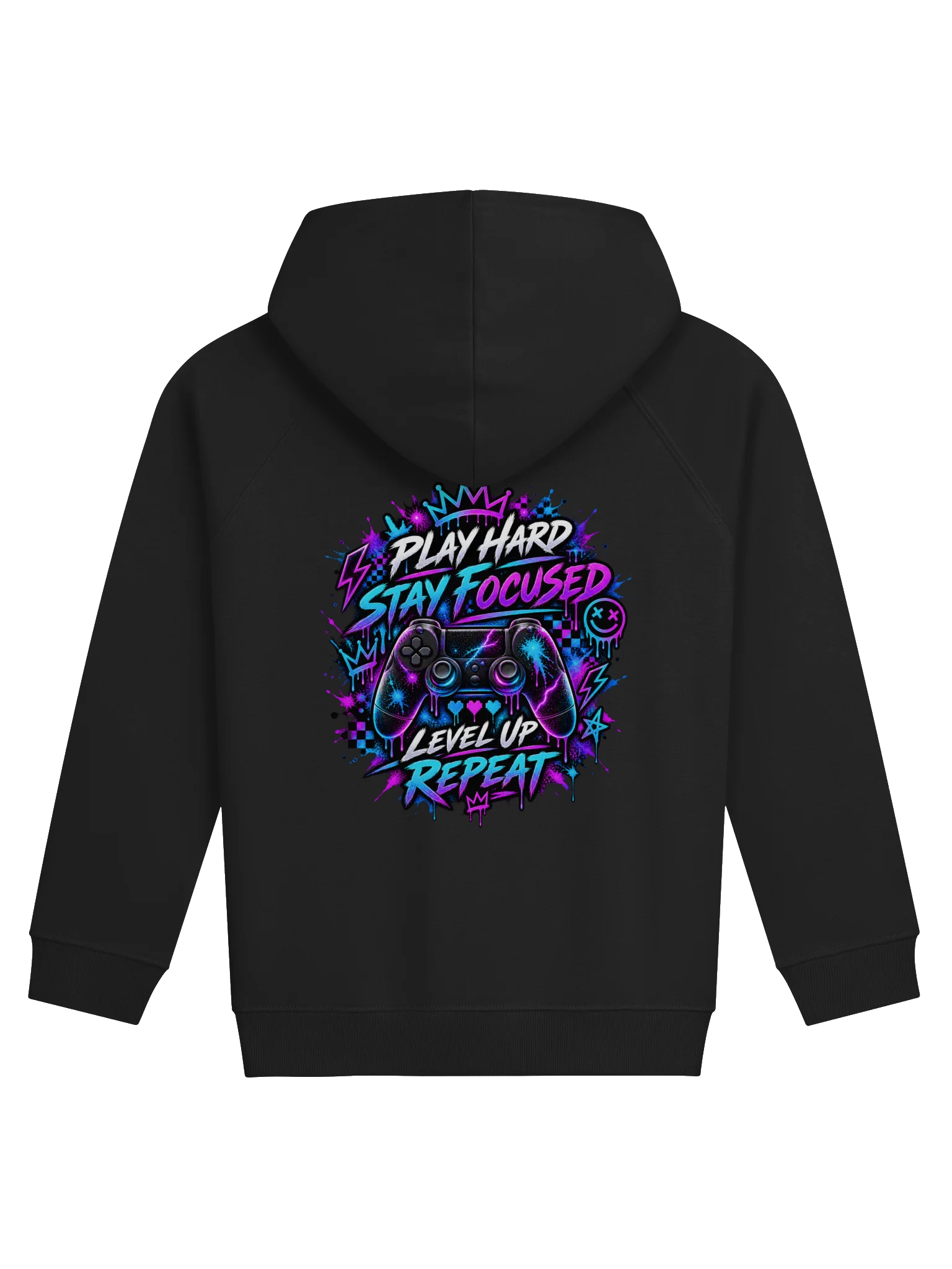 Play Hard, Stay Focused, Level Up | Kids Gamer Hoodie product image (2)