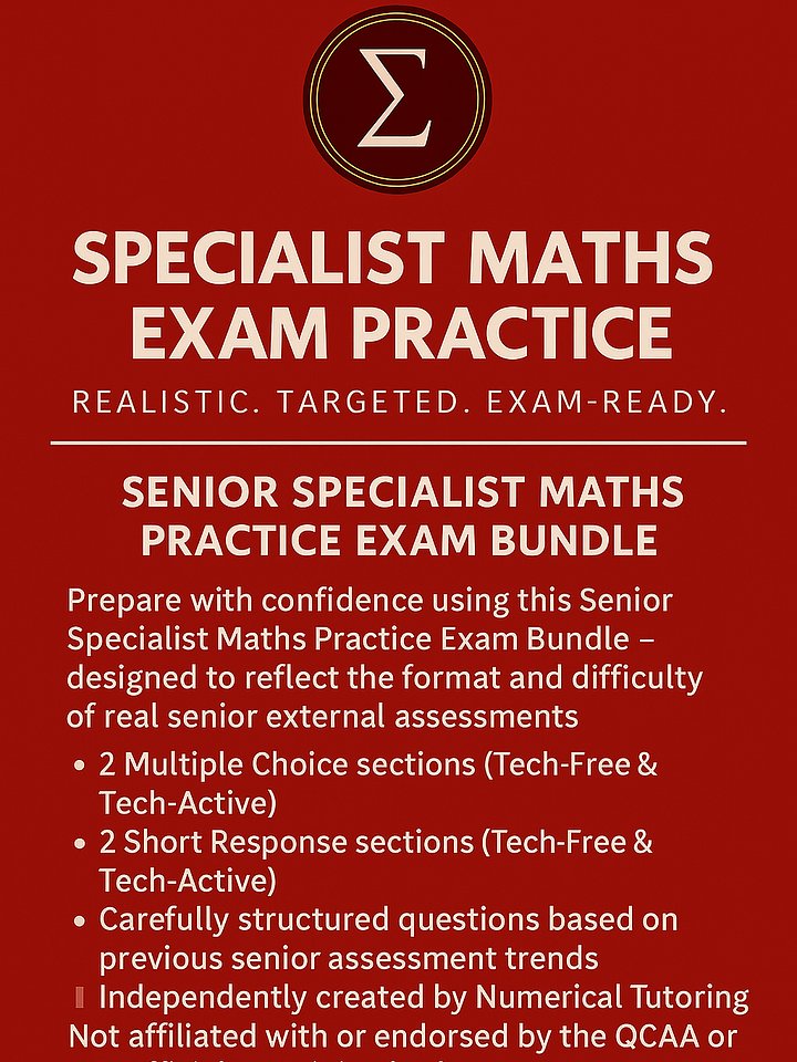 Senior Specialist Maths Practice Exam Bundle – Exam-style Questions & Solutions product image (1)