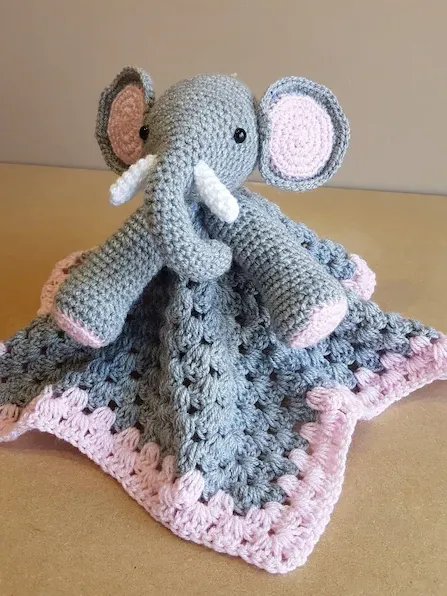 Crochet Elephant Lovey Pattern, Waffle or Granny Stitch PDF Pattern - Crafting Happiness product image (7)