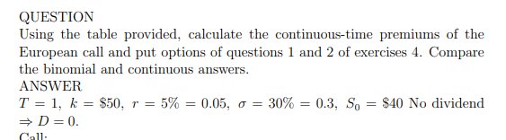 TD - Continuous time premiums of European call and put options product image (1)