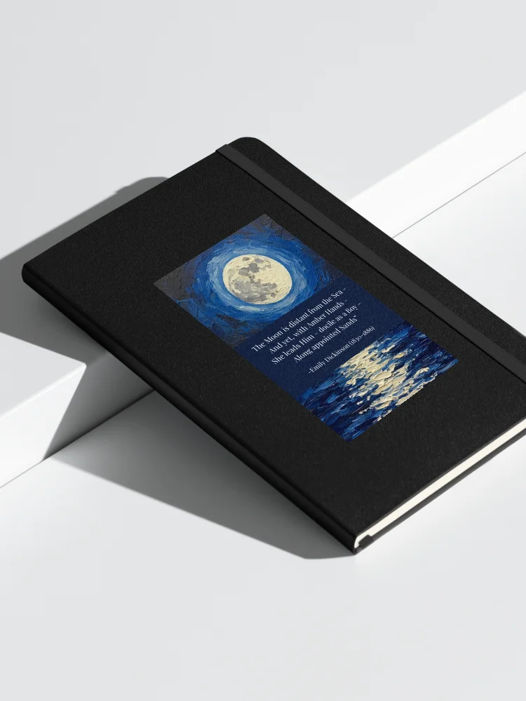 Hardcover "The Moon is distant from the Sea" Journal with Elastic Closure and Inner Pocket | Emily Dickinson Notebook product image (6)