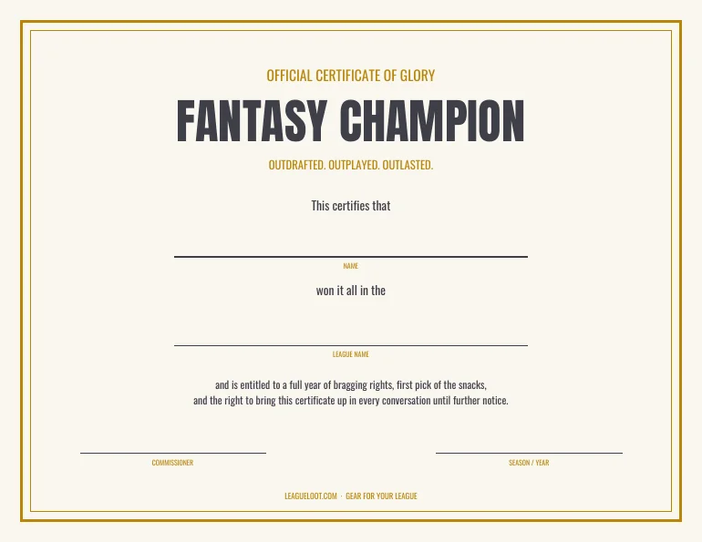 Fantasy Football Award Certificate Pack product image (3)