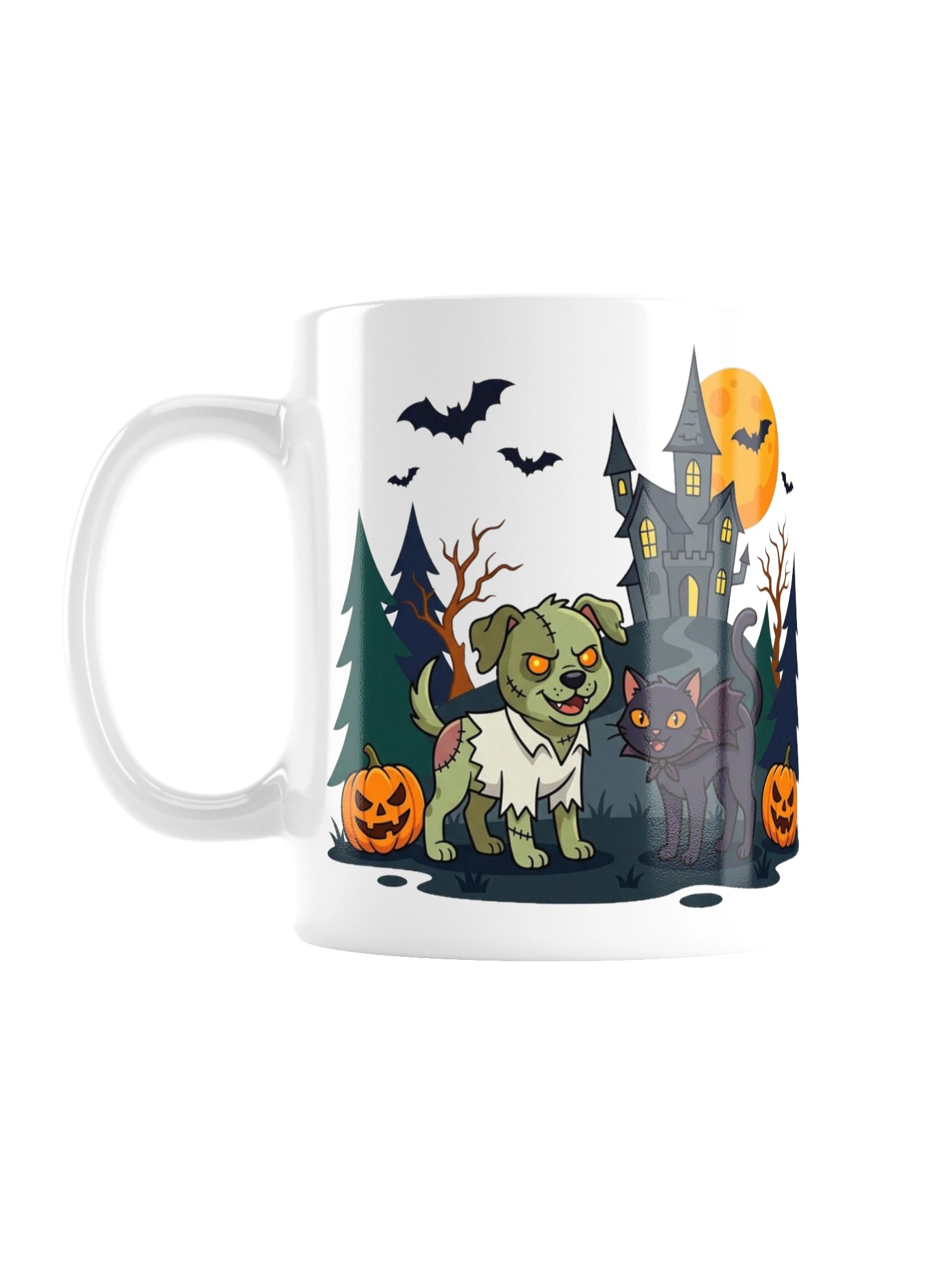 Spooky Squad Halloween Mug – Zombie Dog & Vampire Cat Trick or Treat Coffee Mug, Funny Pet Lover Halloween Gift Cup product image (2)