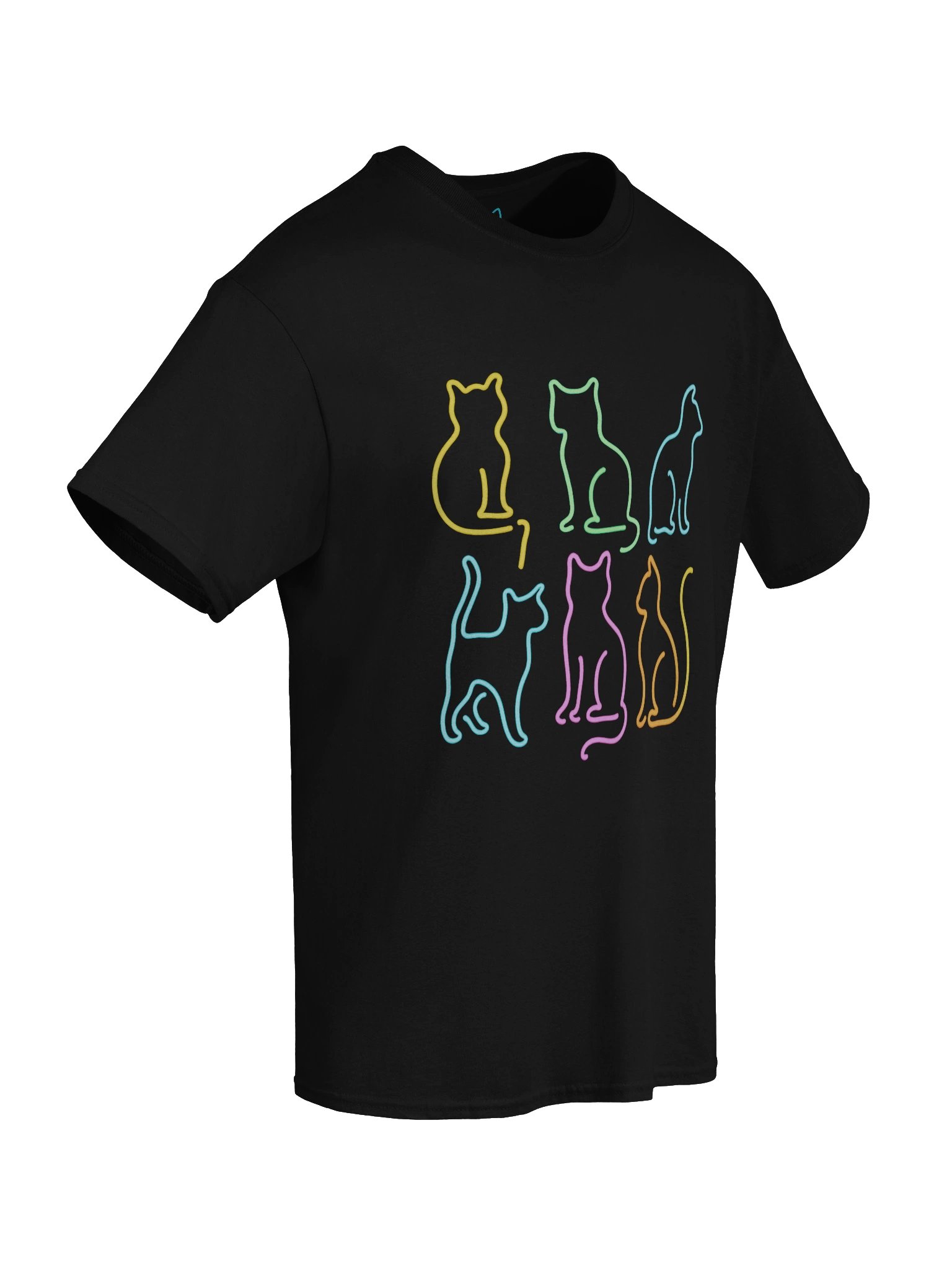 Neon Lights Cat Outlines Boxy Fit Unisex T-Shirt product image (67)