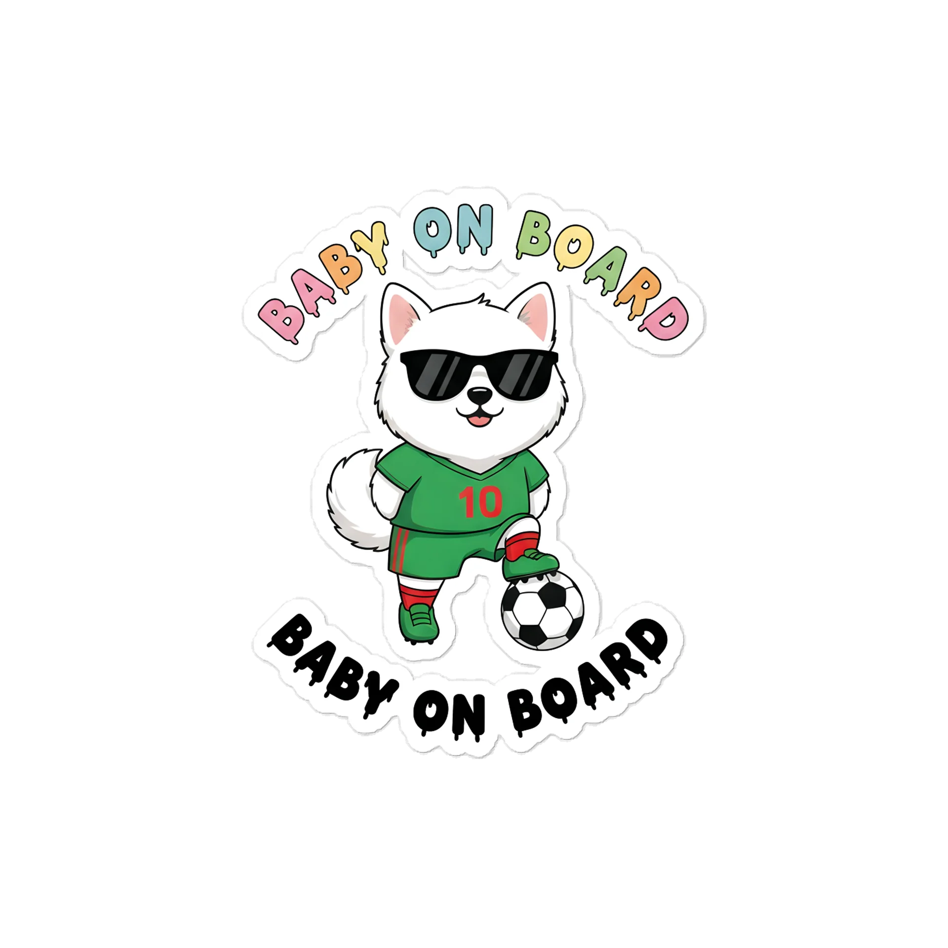 Funny Husky Dog Soccer Baby on Board Sticker - 5x5 Weatherproof Vinyl Car Decal - Cute Husky Dog Soccer Mom and Soccer Dad Gift product image (1)