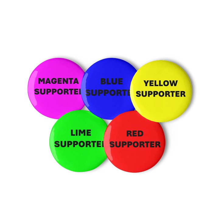 Spporter Pin Badge (RED, YELLOW, LIME, BLUE, MAGENTA) product image (3)