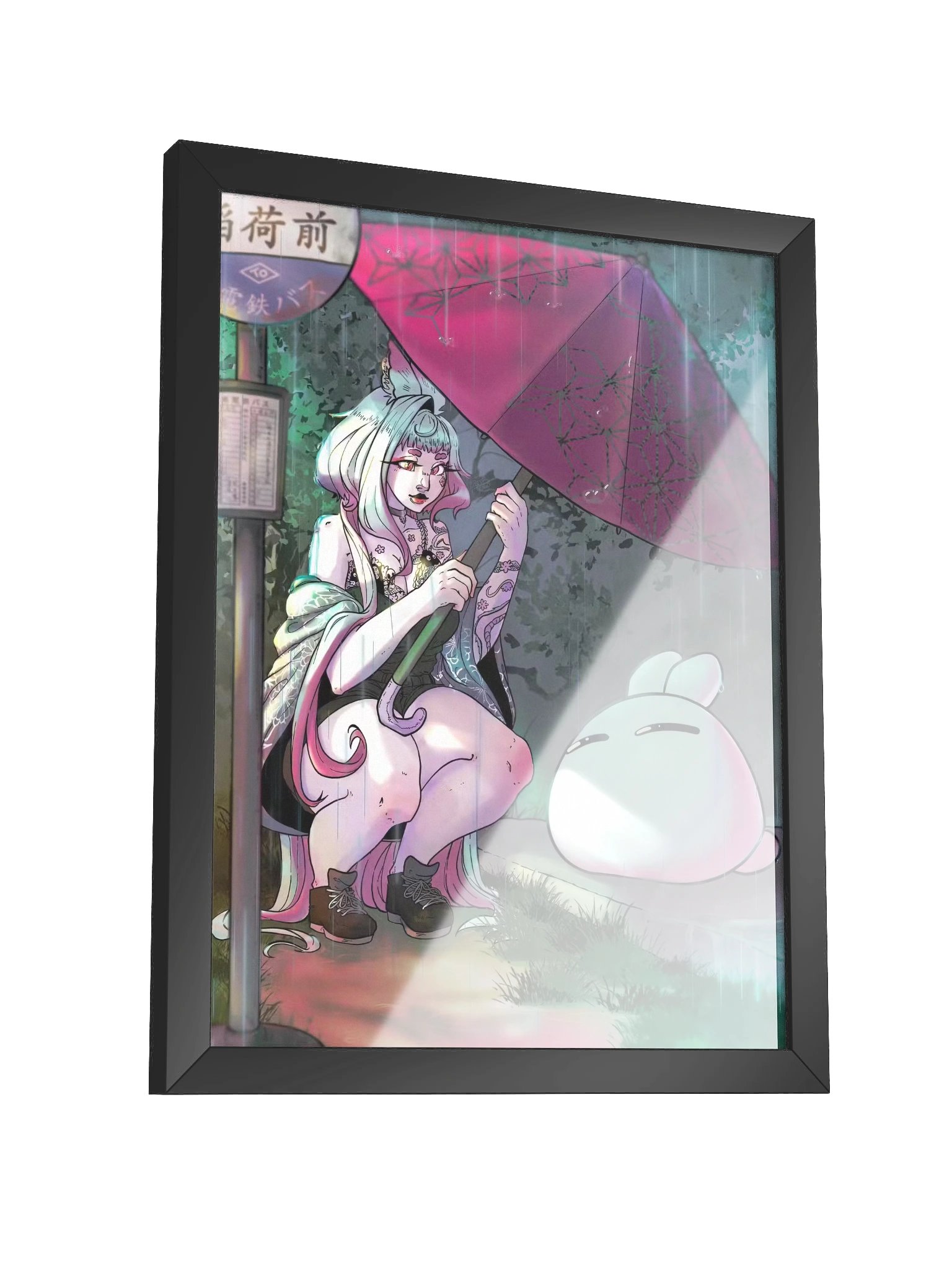 Dango's Rainy Bus Stop Framed Print product image (3)