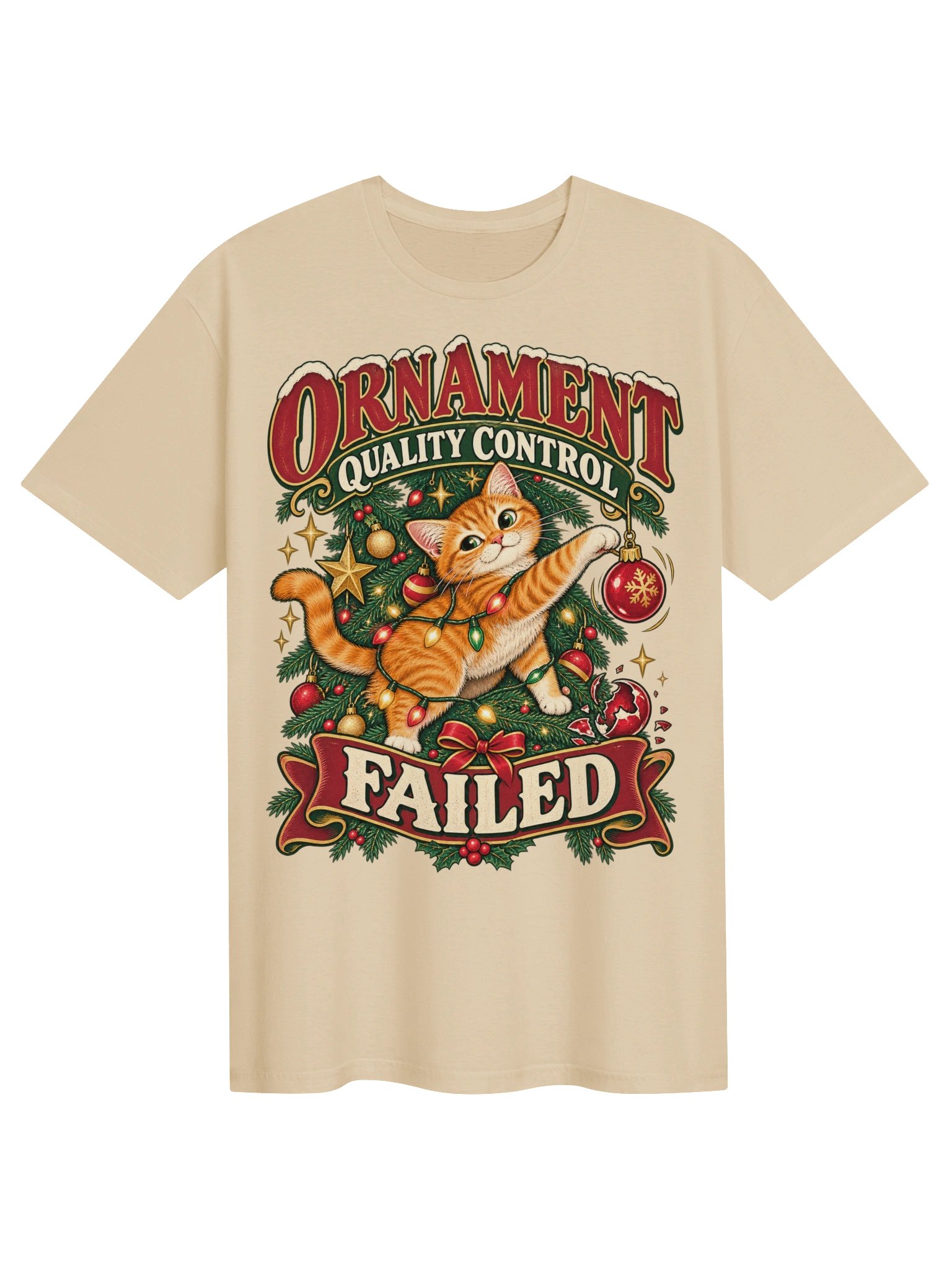 Funny Christmas Cat T-Shirt – Ornament Quality Control Failed | Cat Lover Gift product image (1)