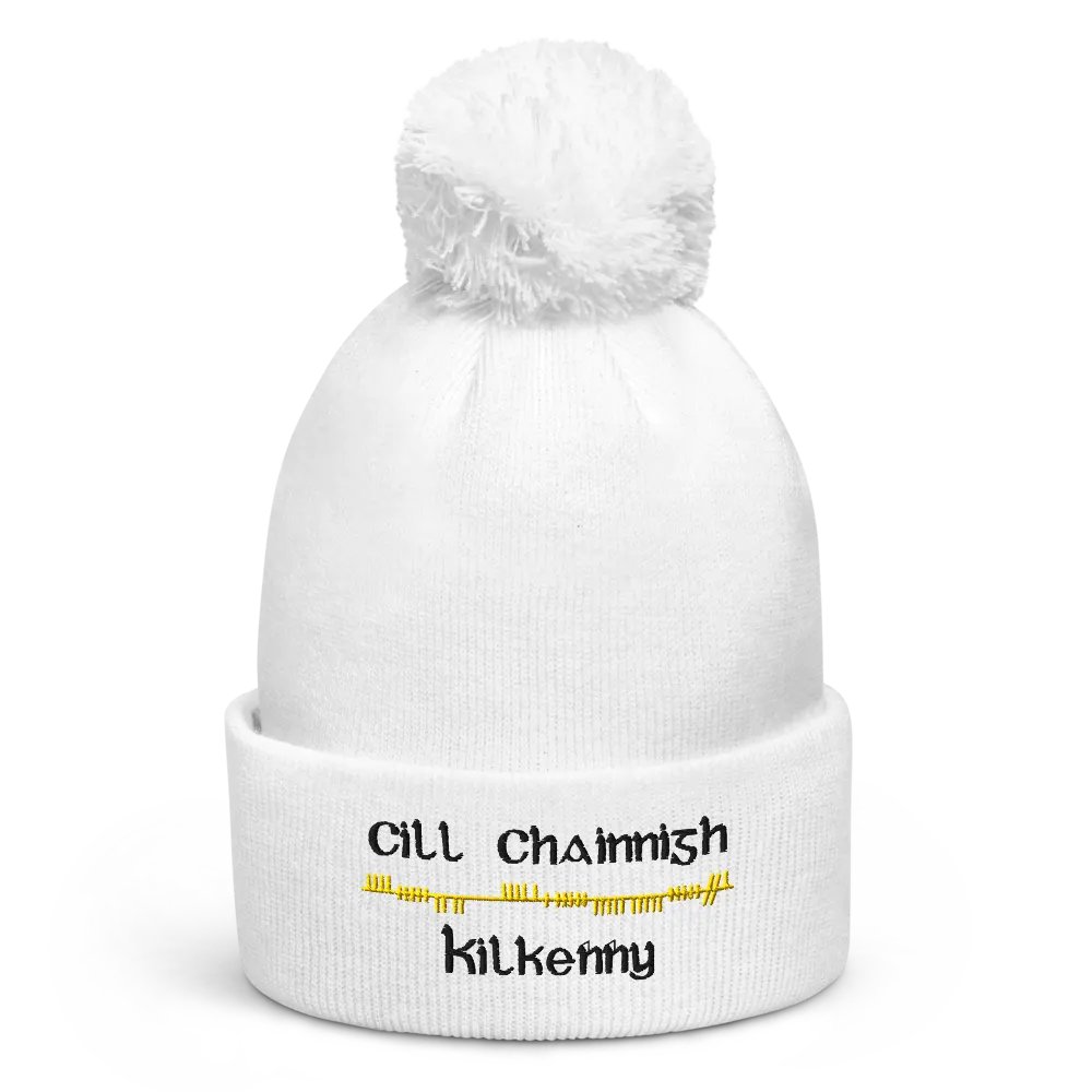 Kilkenny/Cill Chainnigh Orthodox style Ogham embroidered Pom-Pom Beanie product image (1)