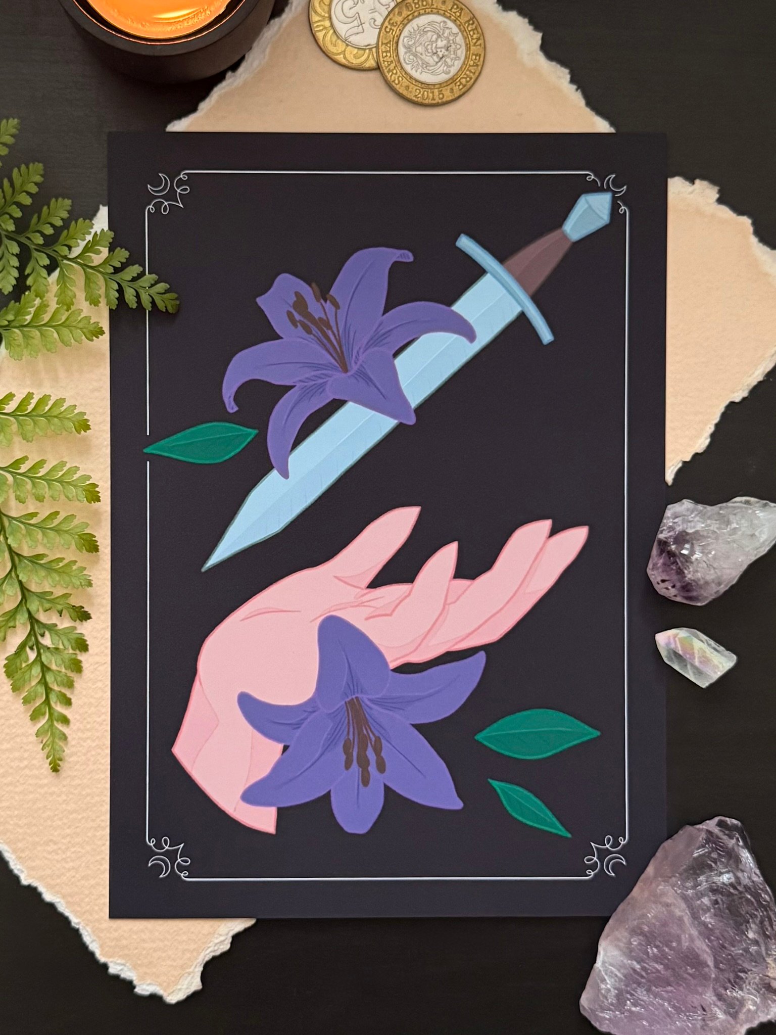 Magic Blade with Lilies - Medieval Weaponry 5x7" Art Print product image (1)