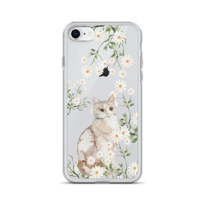 Daisy Garden Cat Floral iPhone Clear Case product image (1)