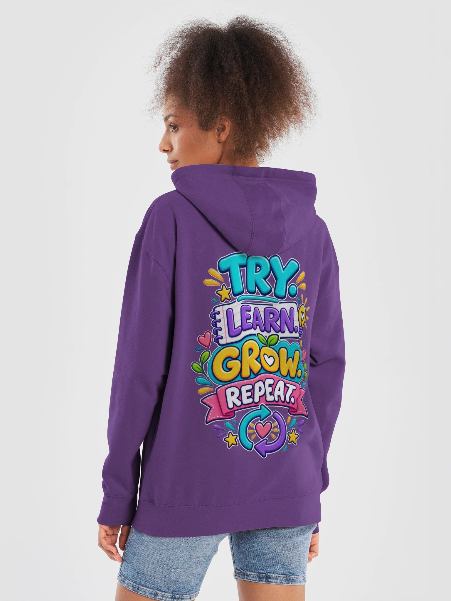 Inspirational Hoodie - Try. Learn. Grow. Repeat product image (4)