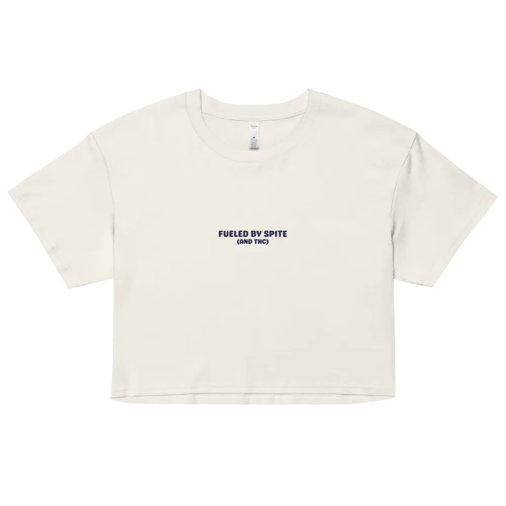 FUELED BY SPITE (navy thread) embroidered cotton crop top product image (7)
