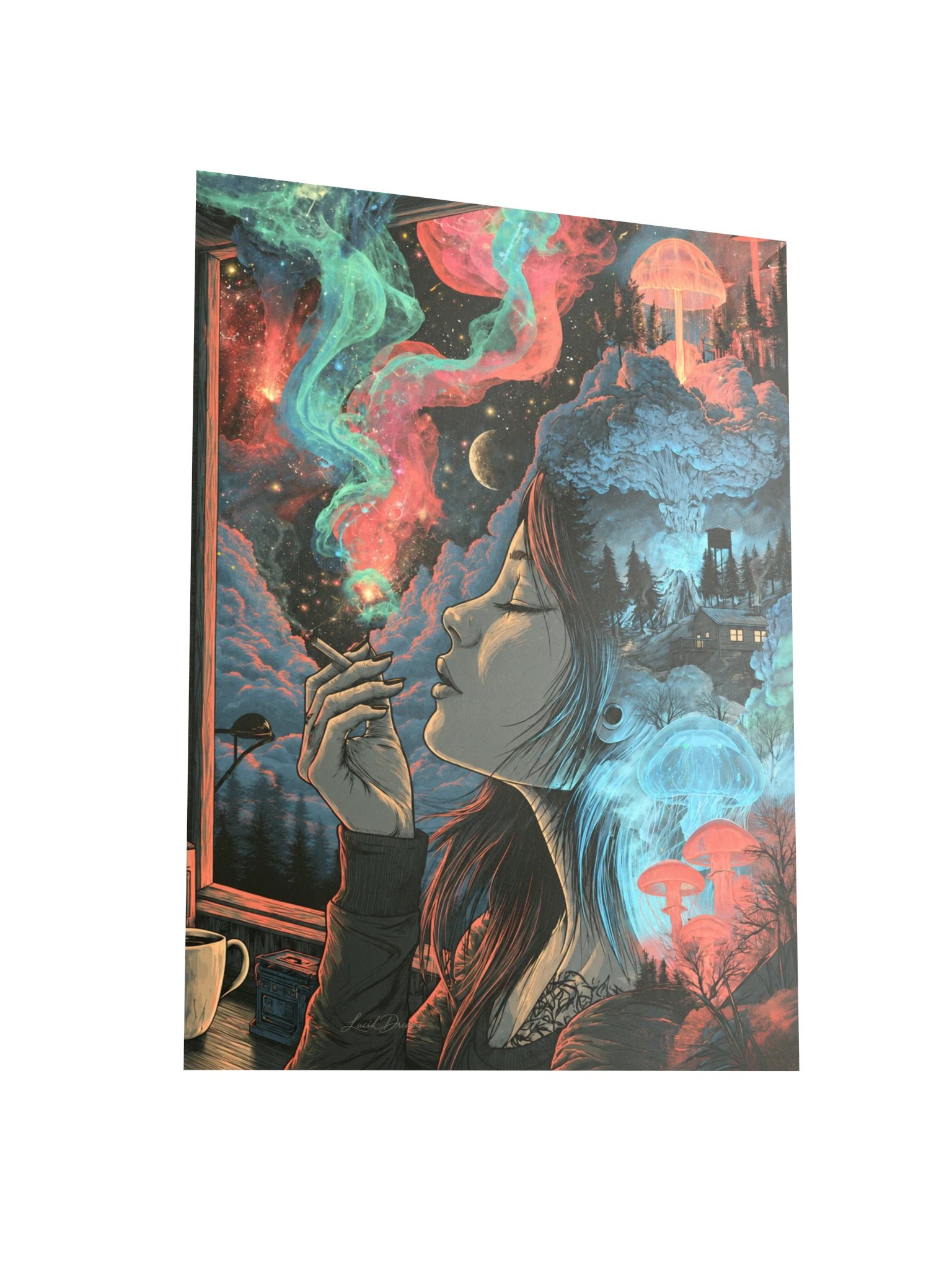 Surreal Smoking Woman Art Print — Surreal Smoking Portrait product image (3)
