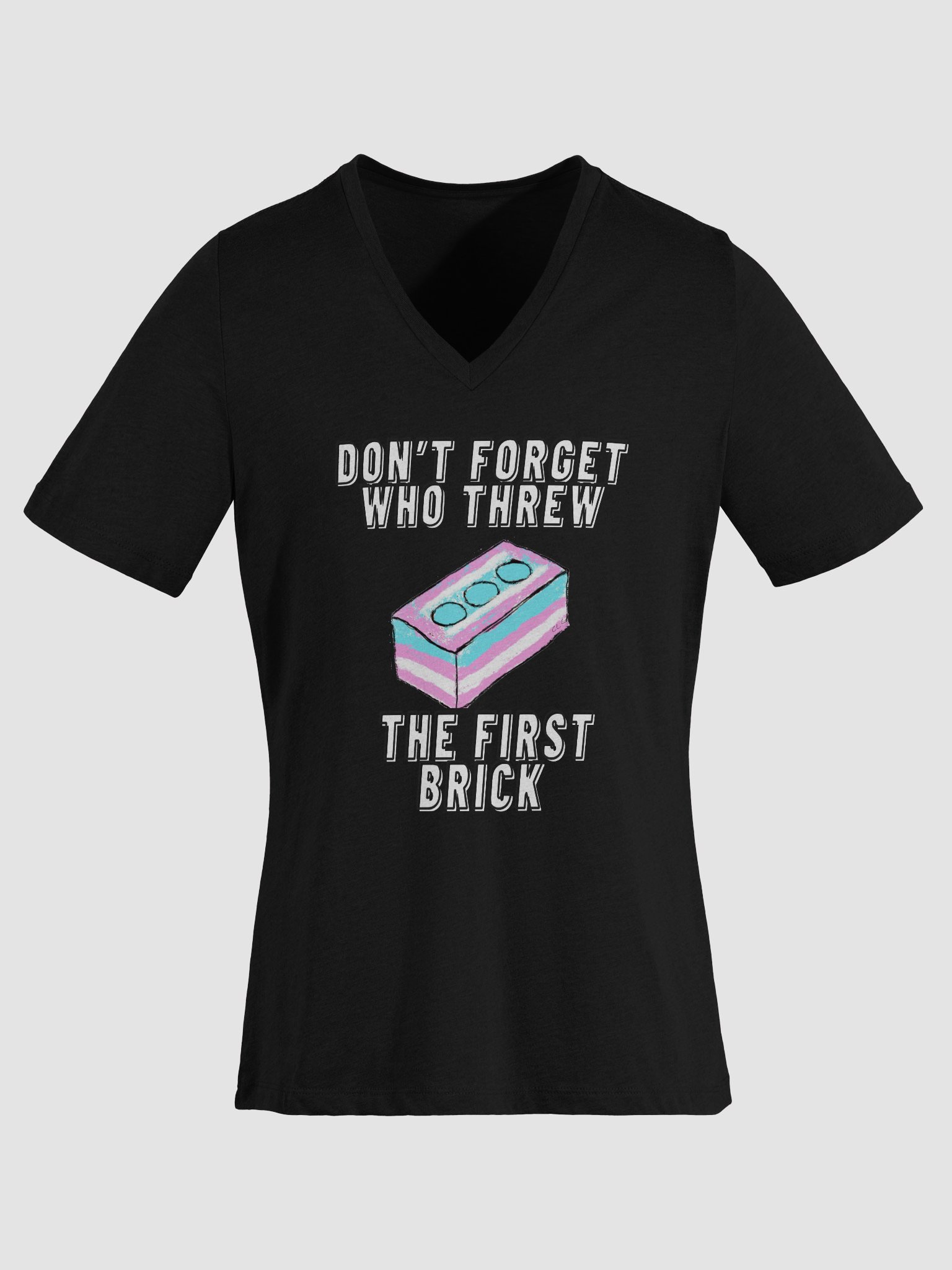 Don't Forget Who Threw The First Brick Relaxed V-Neck Tee product image (27)
