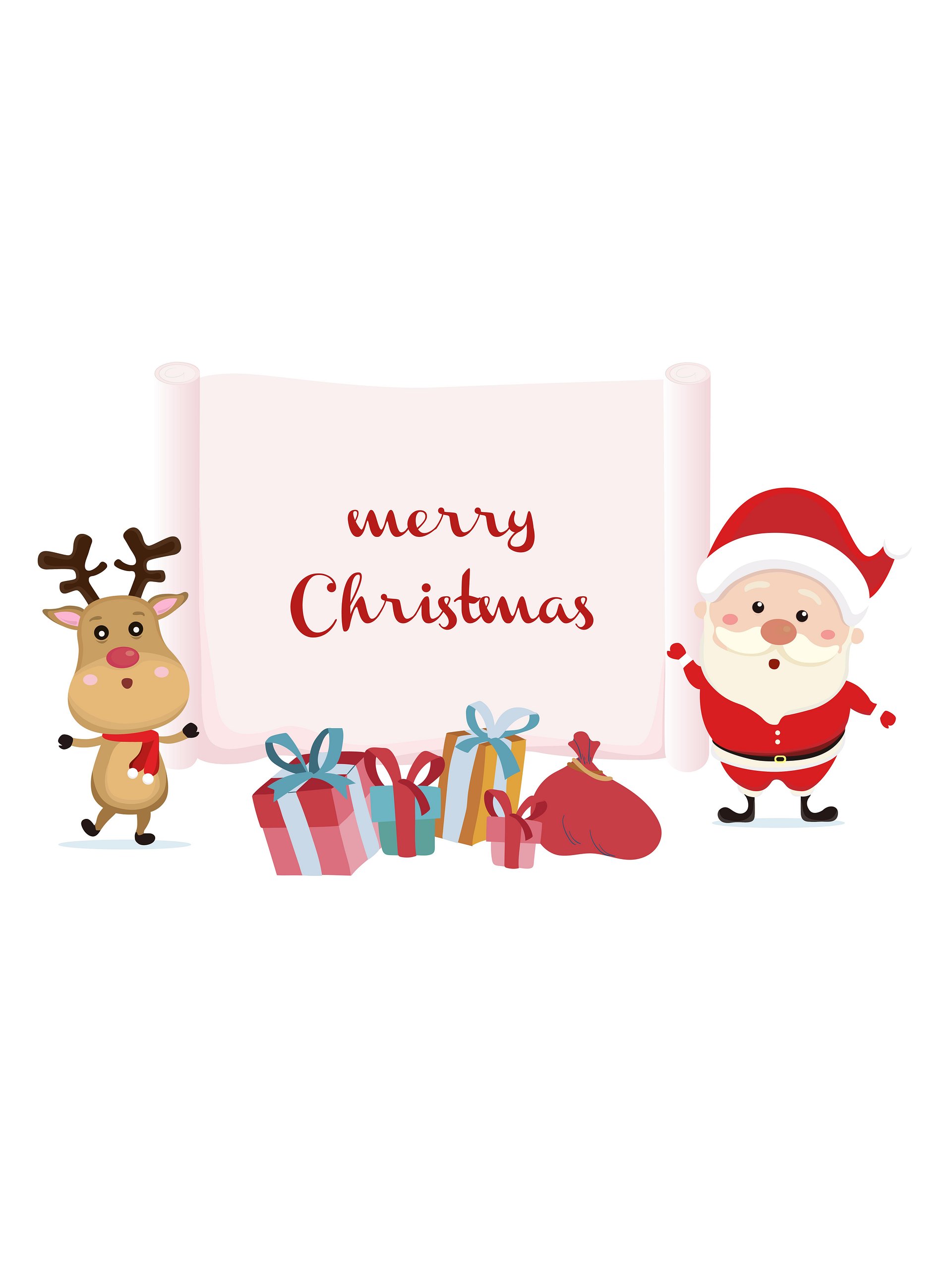 Christmas SVG, Santa Claus and his reindeer peeking around a sign with copy space. Merry Christmas product image (2)