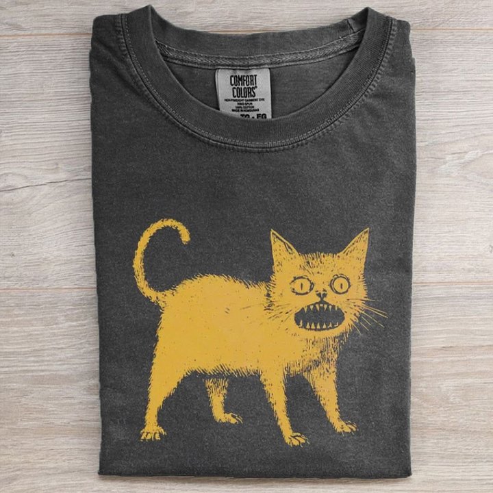 Horrible Japanese Cat T-shirt | Comfort Colors Vintage Hissing Cat Tee product image (41)