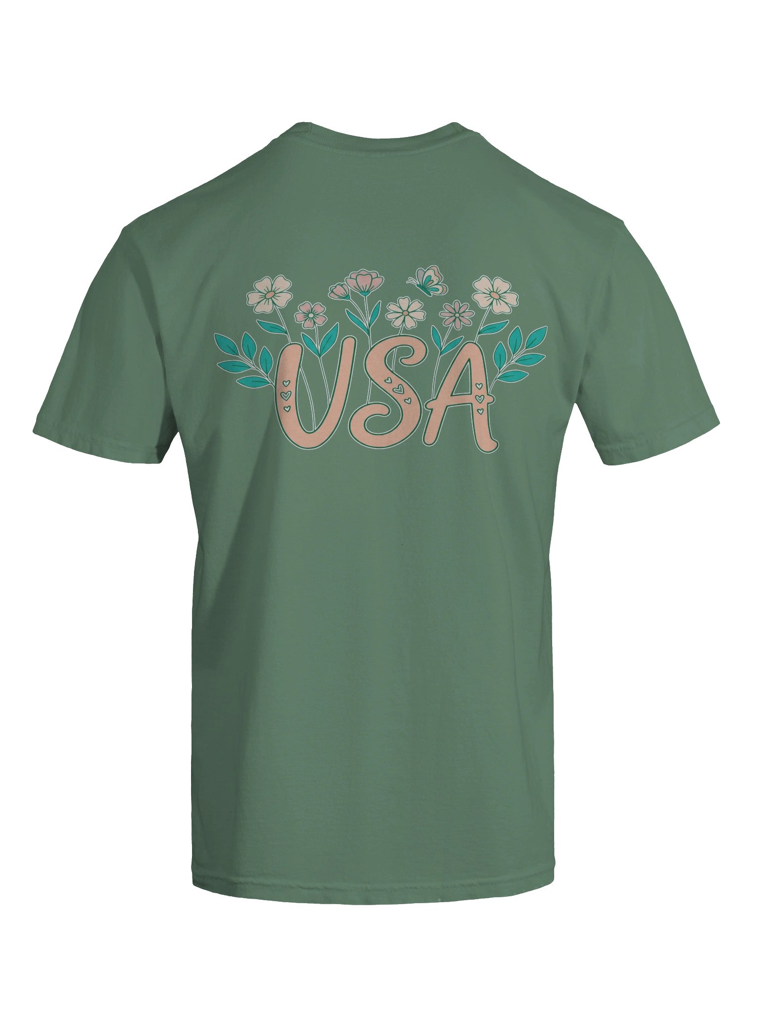 USA Floral Comfort Colors T-Shirt – 4th of July Front Pocket & Back Graphic Tee product image (55)