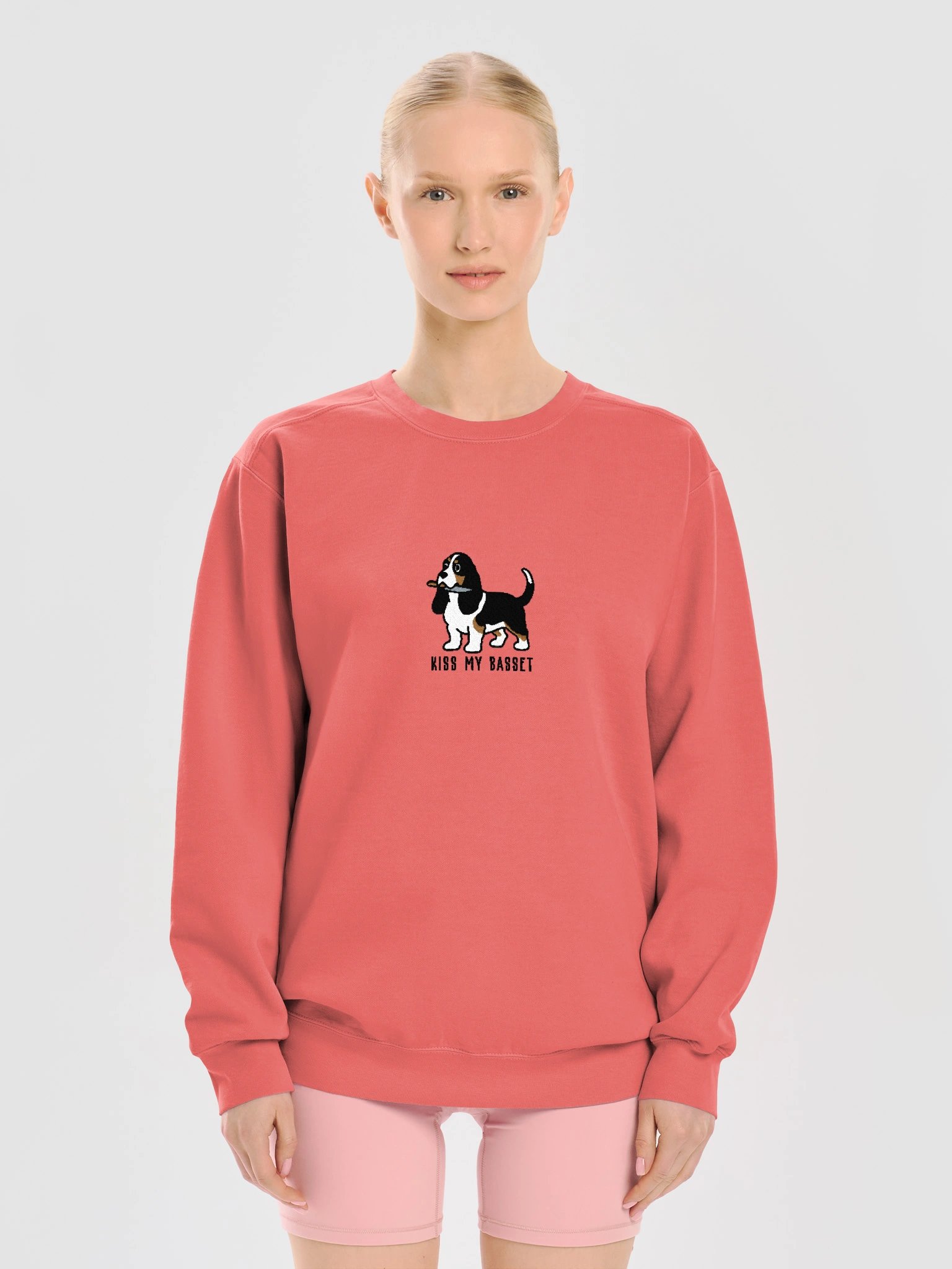 Kiss My Basset Funny Chibi-Style Embroidered Premium Sweatshirt for Basset Hound(Tricolor) Owners product image (21)