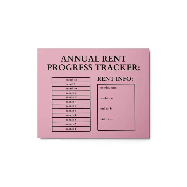 HIGHFALUTIN ANNUAL RENT TRACKER (black design 9) product image (1)