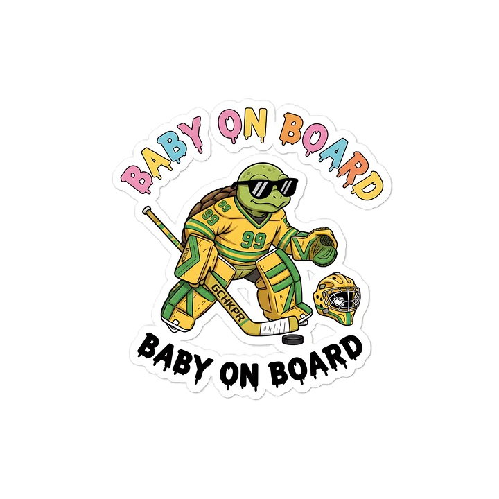Funny Turtle Hockey Baby on Board Sticker - 5x5 Weatherproof Vinyl Car Decal - Premium Sporty Turtle Hockey Gift product image (1)