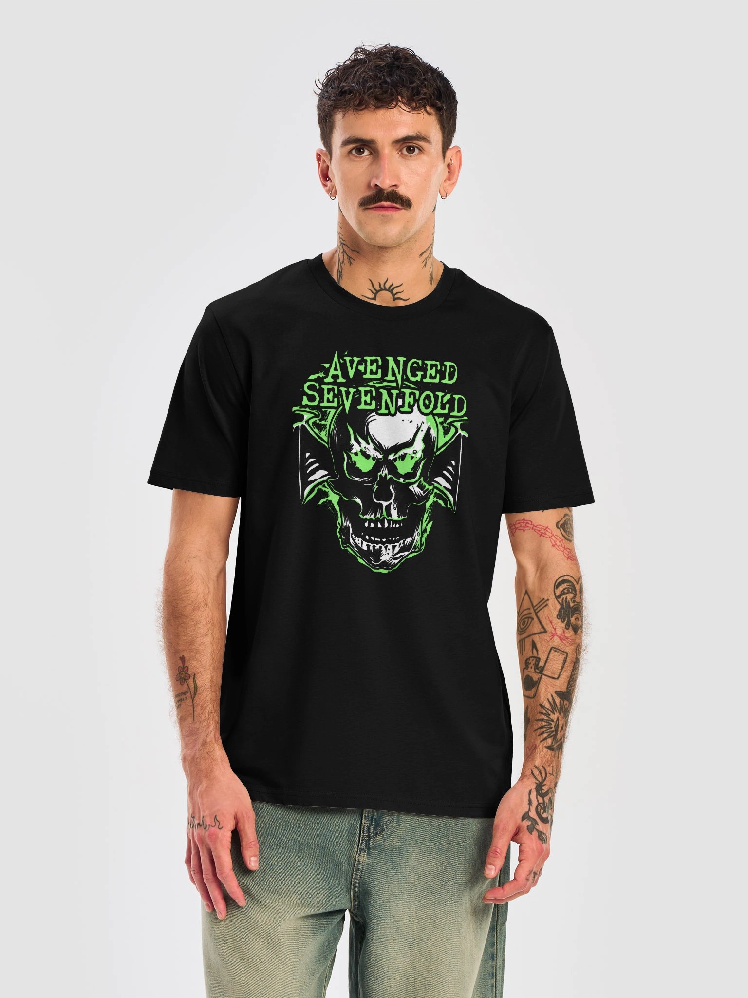 Avenged Sevenfold Deathbat Neon Green T-Shirt | Stanley/Stella Unisex Organic Blank product image (5)