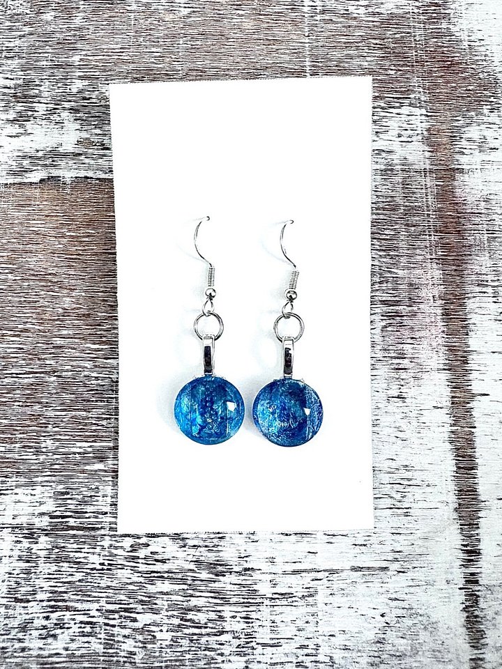 MFD-00089 | Handmade Round Cabochon Earrings | Teal Blue | Monique Faella Designs™ product image (2)
