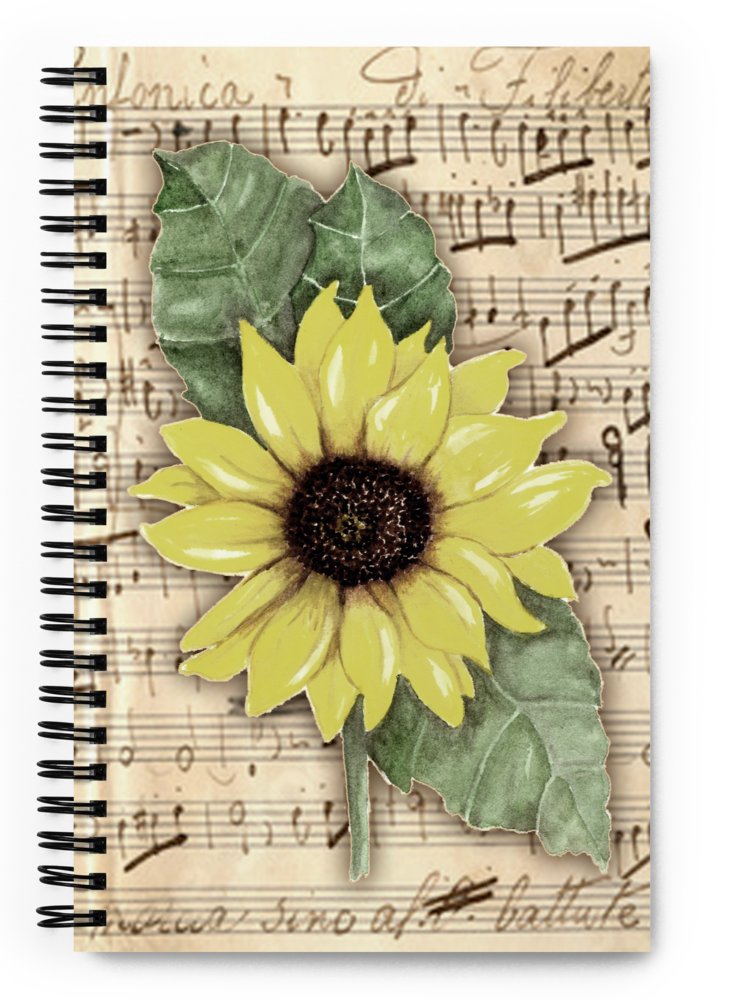 Distressed Watercolor Sunflower Print on Sheet Music product image (4)