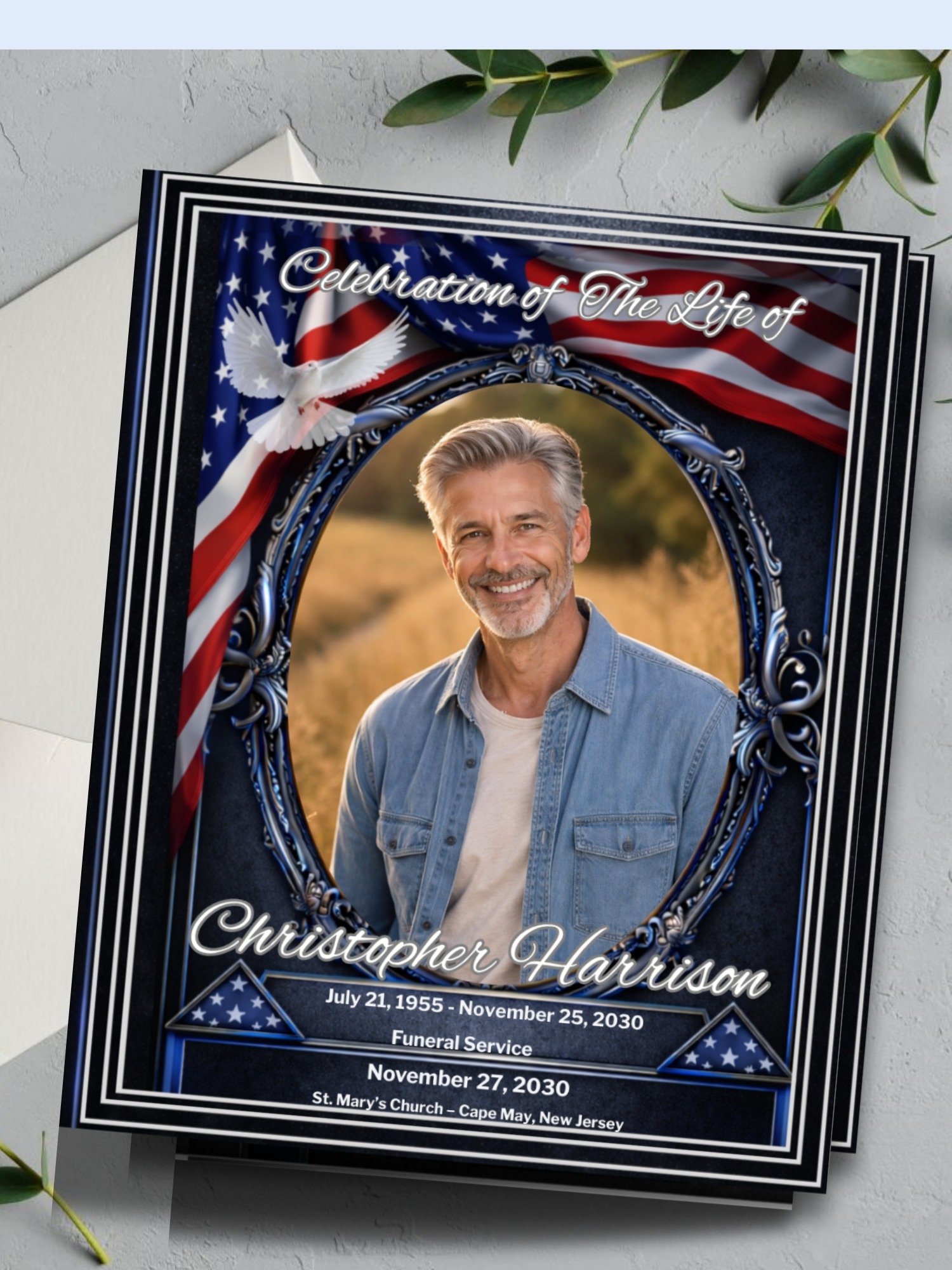 Military Veteran Obituary & Celebration of Life | 8-Page Funeral Program Canva Template product image (5)