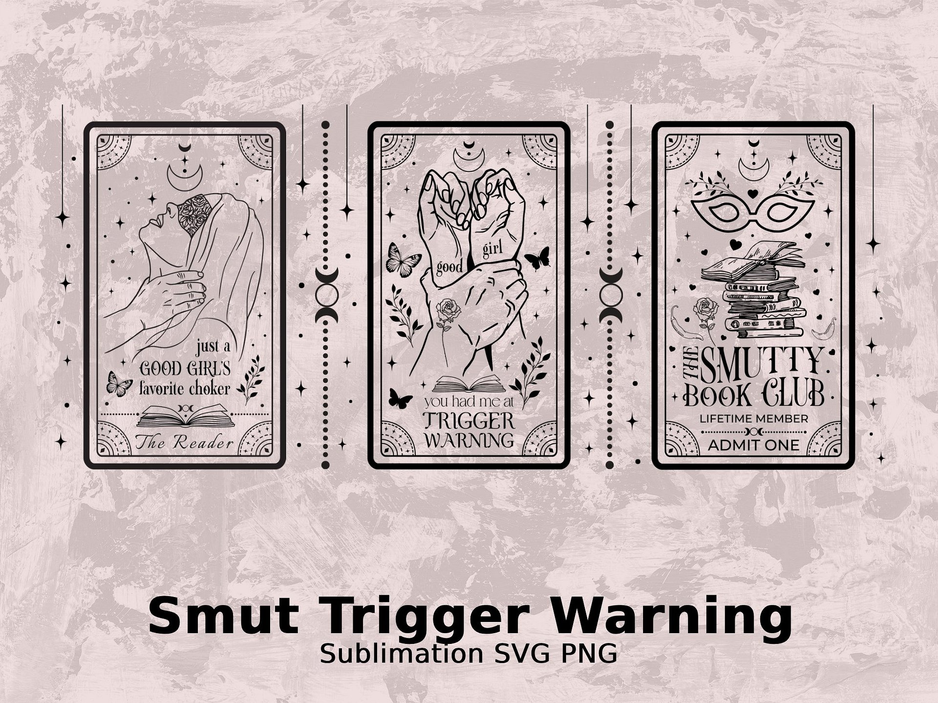 Smut Book Reader Dark Romance Trigger Warning 16oz Glass Can Seamless Full Wrap SVG PNG, Beer Glass Sublimation Design, Digital Download product image (5)