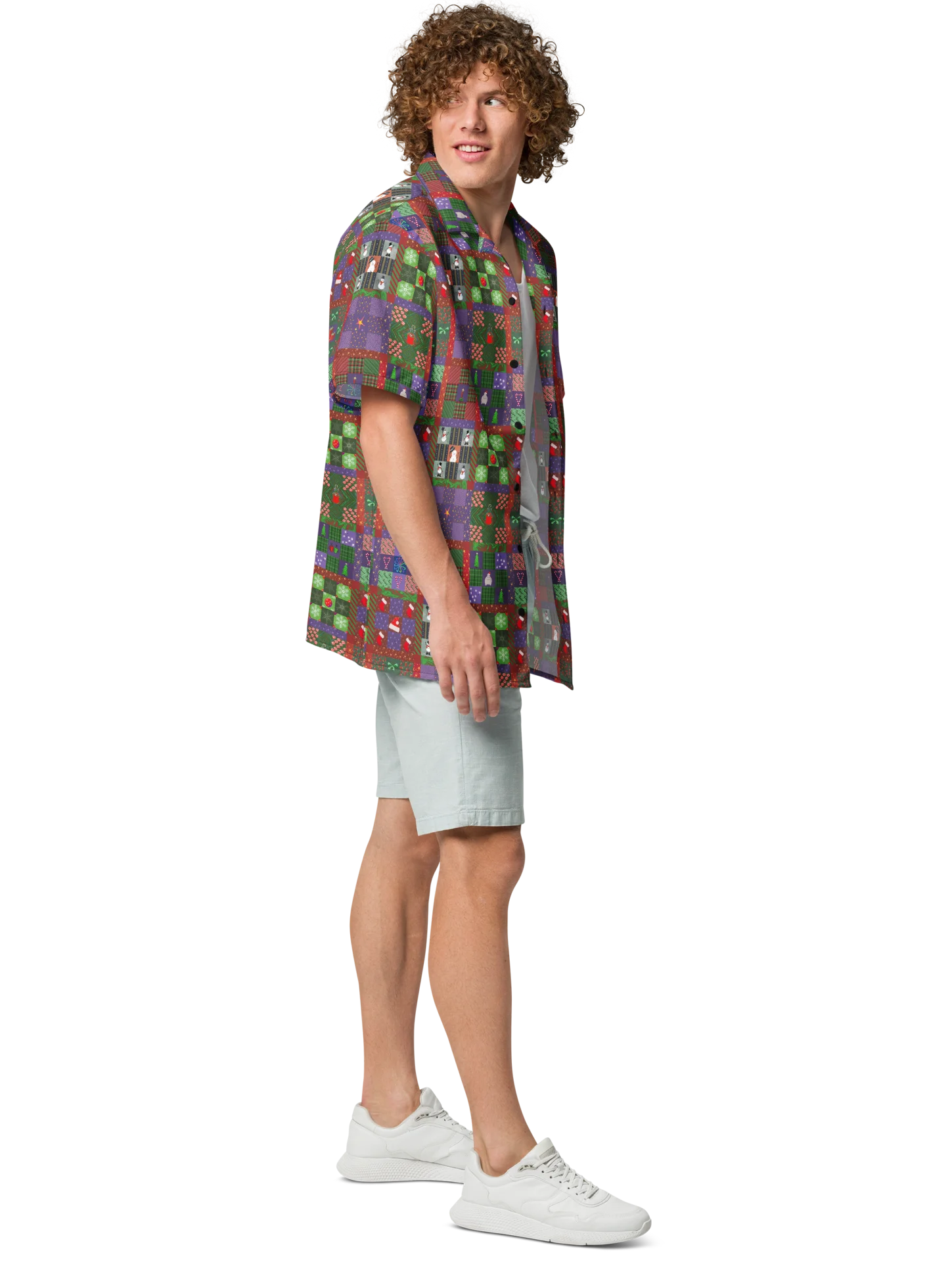 Christmas Patchwork Oversized Button Down Shirt product image (6)