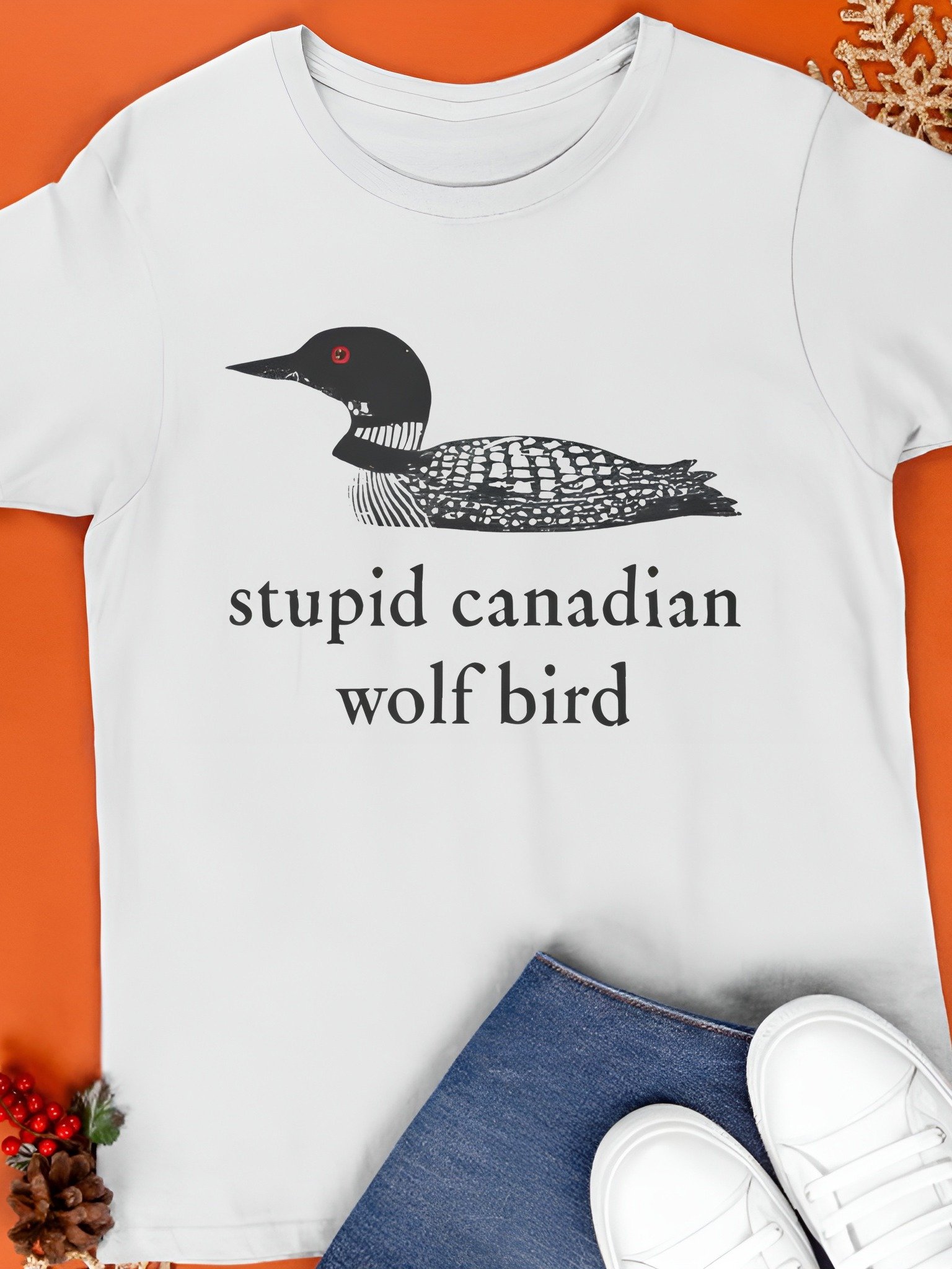 Stupid Canadian Wolf Bird Shirt product image (1)