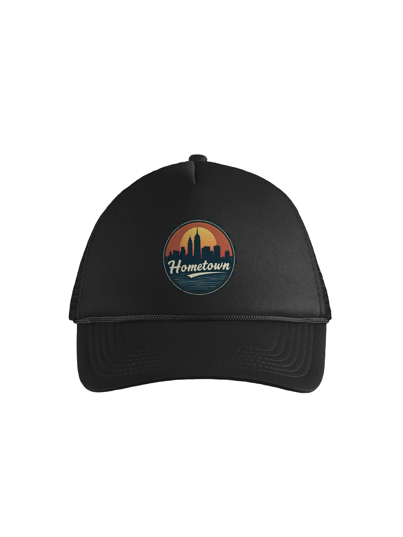 Hometown Vintage City Skyline Trucker Hat - Retro Urban Cityscape Snapback Cap - Mesh Back Hat product image (1)