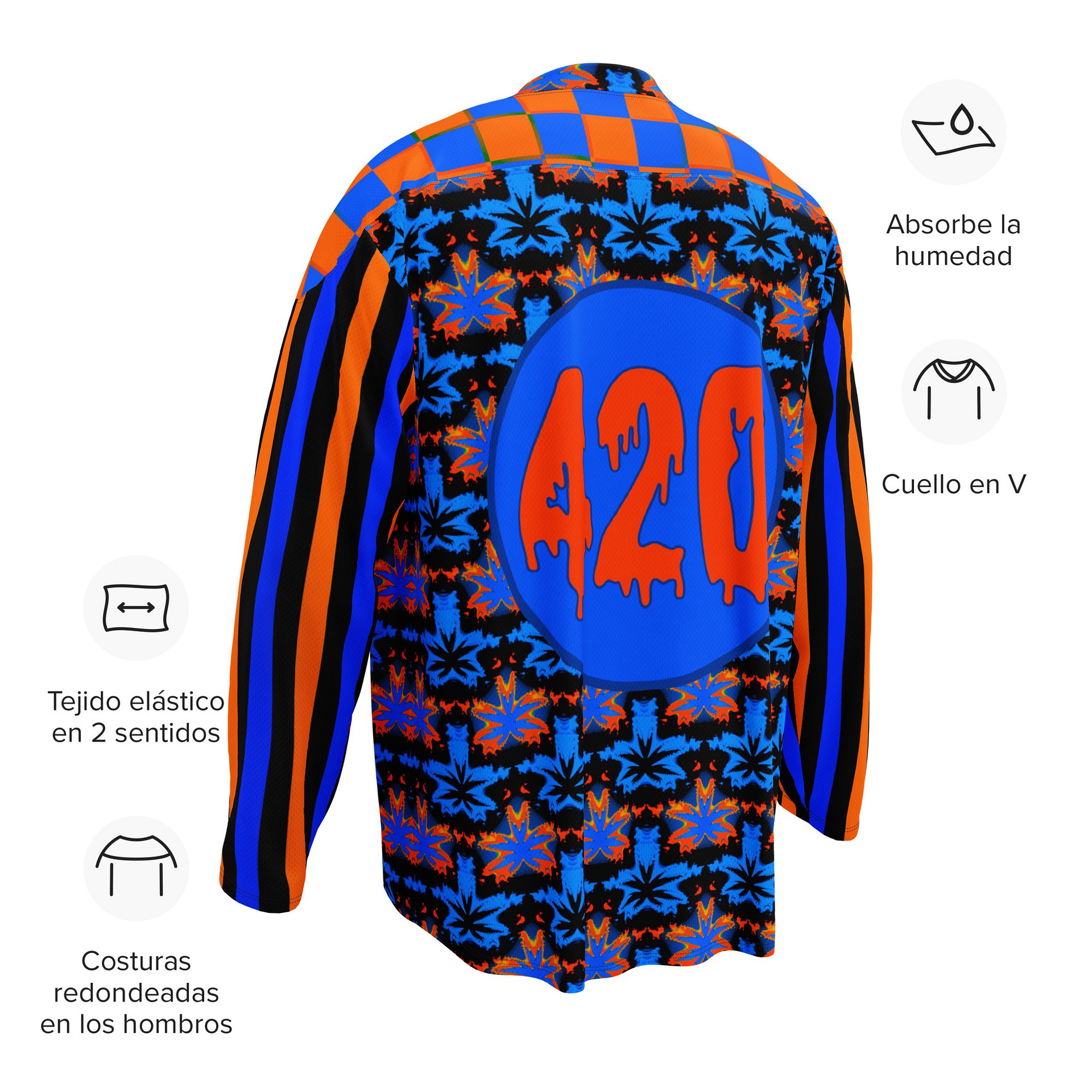 Stoner Circus Rave 420 Hockey Jersey, Stripe Checkers Cannabis Clowncore Clothing, Pot Leaf Twisted EDM Top, Weird Weed Music Festival Shirt product image (12)