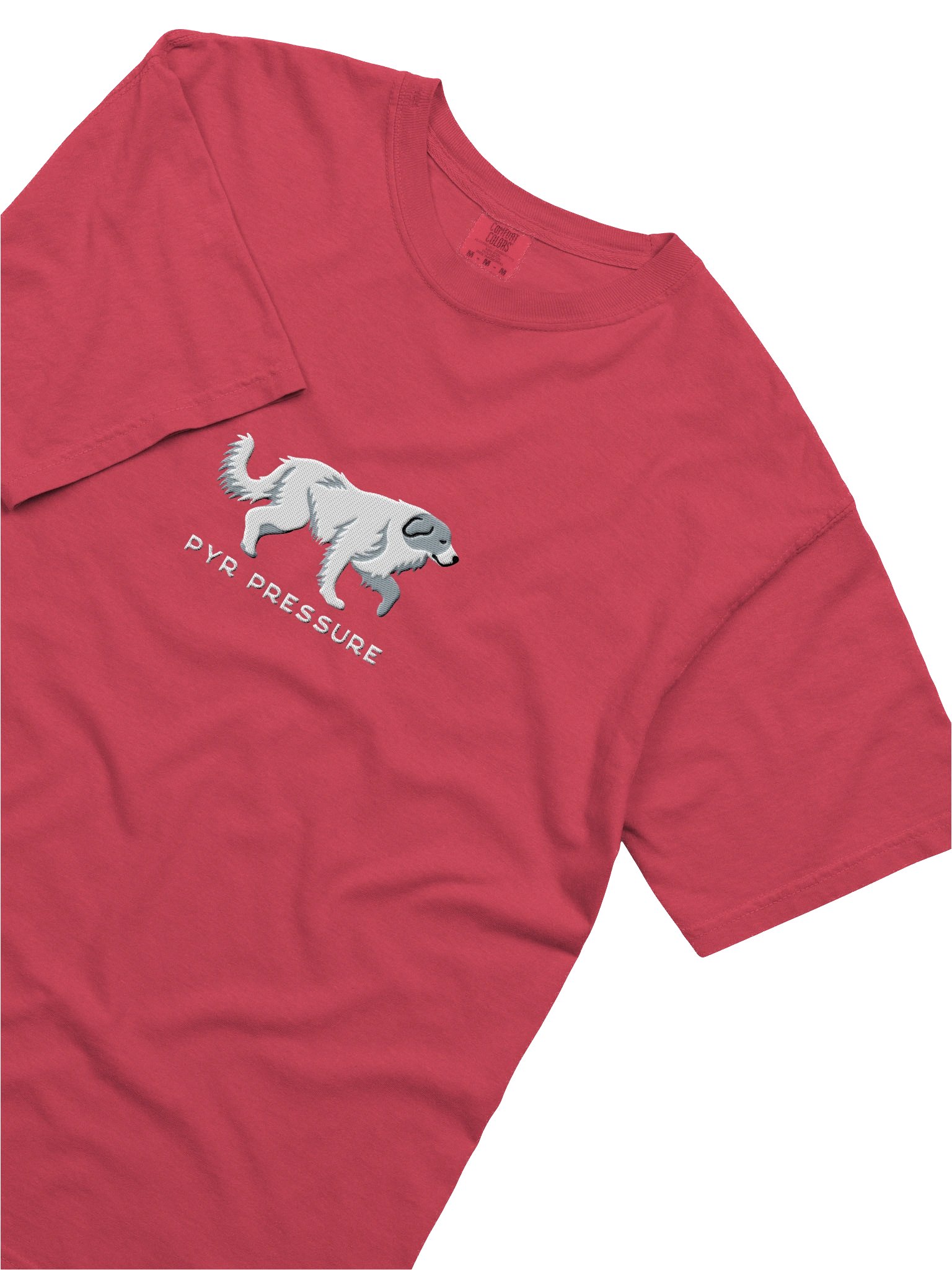 Pyr Pressure T-Shirt(Embroidered) of a Great Pyrenees(Blue & White) product image (8)