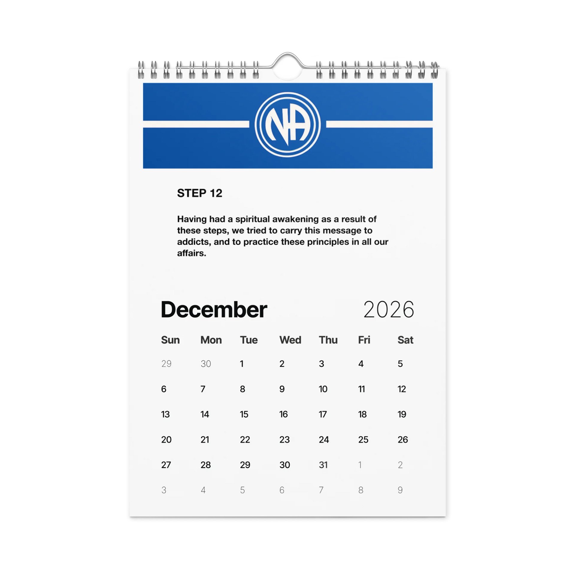 NA Basic Wall Calendar 2026 – Narcotics Anonymous Monthly Calendar for Planning & Recovery product image (12)