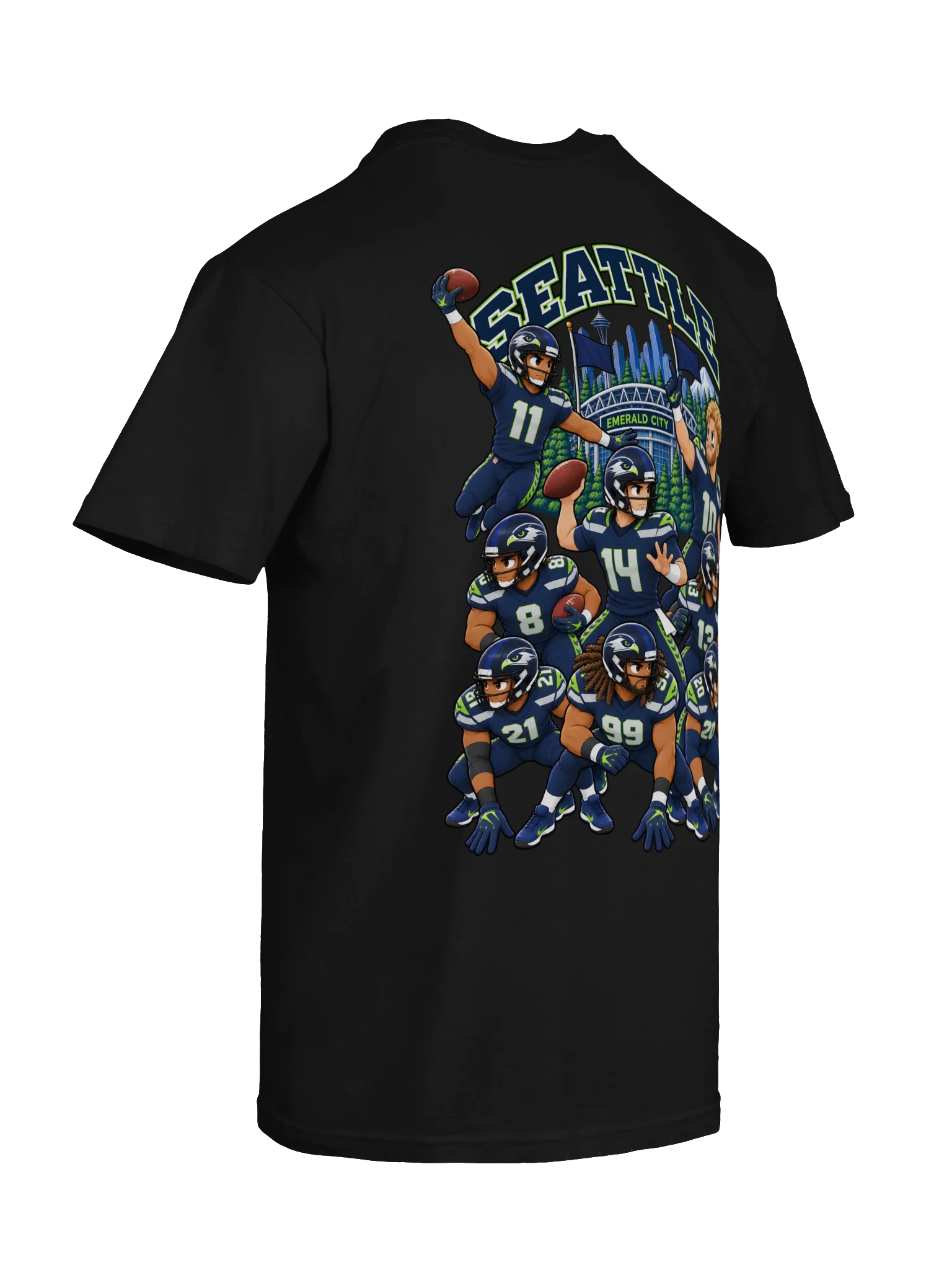 Seattle Football 2026 Animated Player Back Print T-Shirt product image (12)