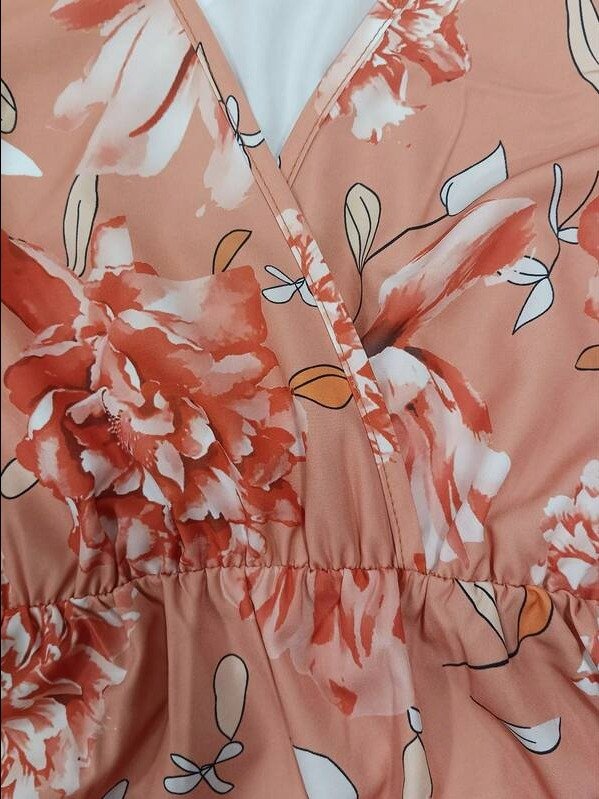 ADLEST Floral Print Elegant Woven Belted Dress For Women, Suitable For Travel In Summer product image (2)