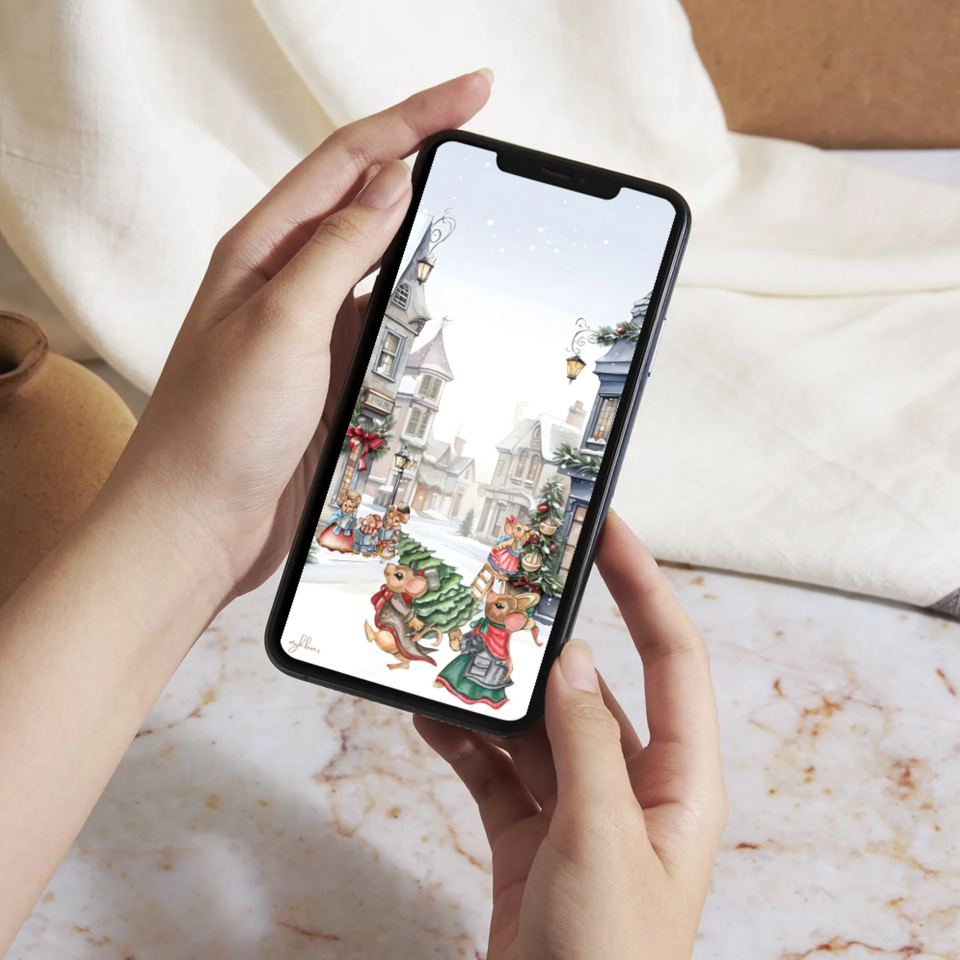Prelude to Christmas Smartphone Digital Wallpaper | Festive Holiday Phone Background | Instant Download product image (6)
