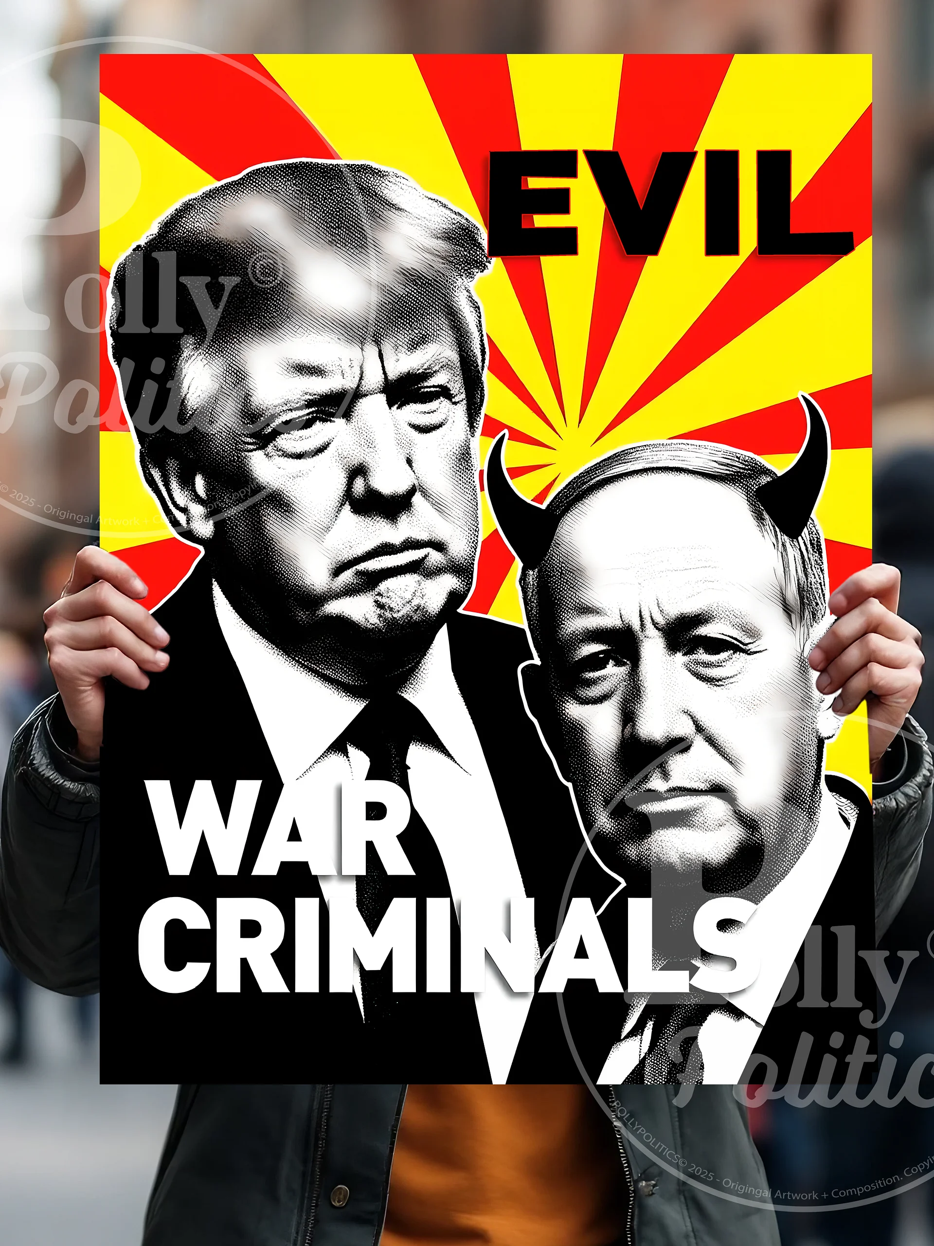 Nethanyahu Trump War Protest Sign product image (1)