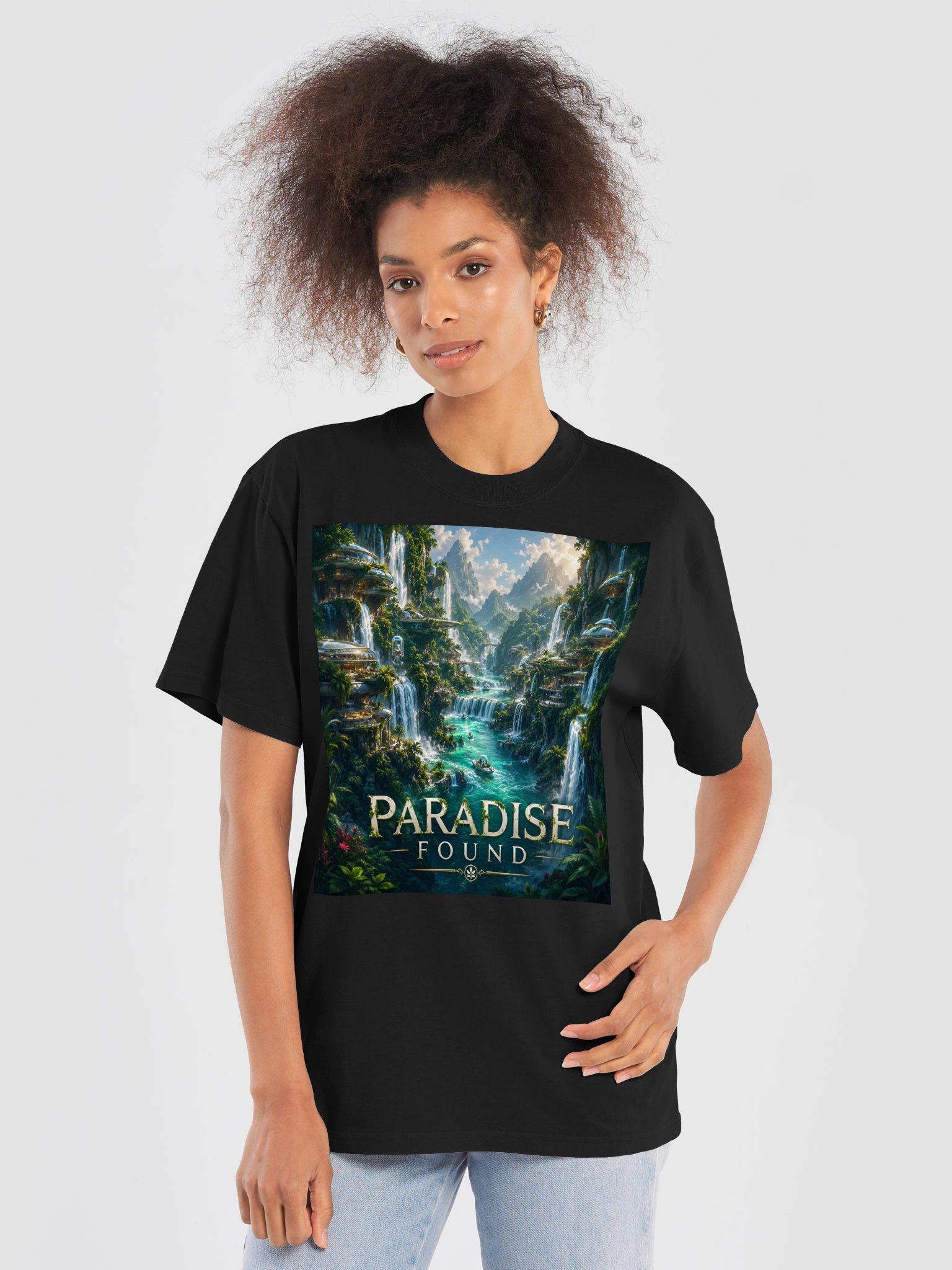 Paradise Found Tropical Waterfall Fantasy Travel Graphic T-Shirt product image (5)